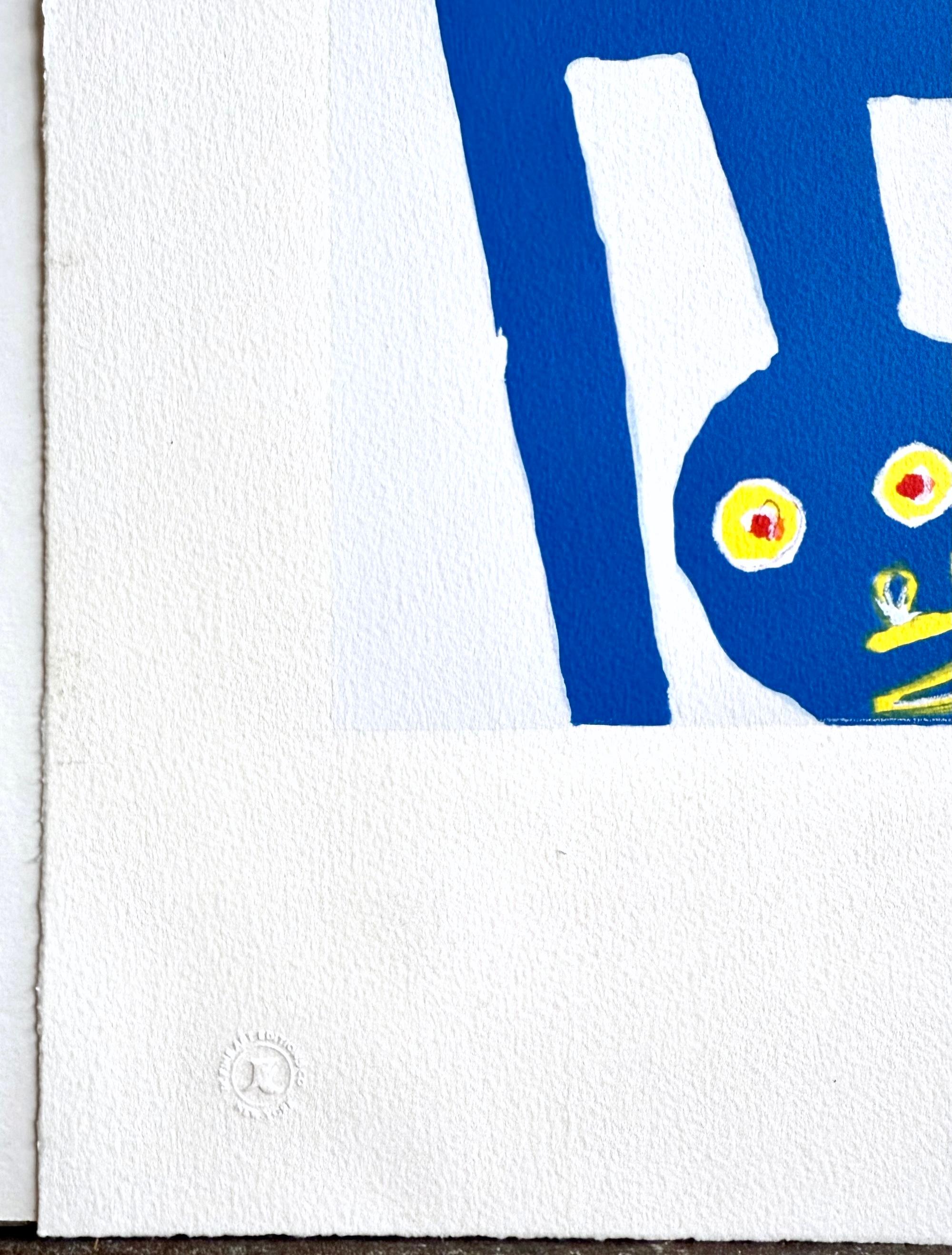 UNTITLED ABSTRACT(Dream Figures, Red Window) Lithograph, Organic Geometric Forms For Sale 2