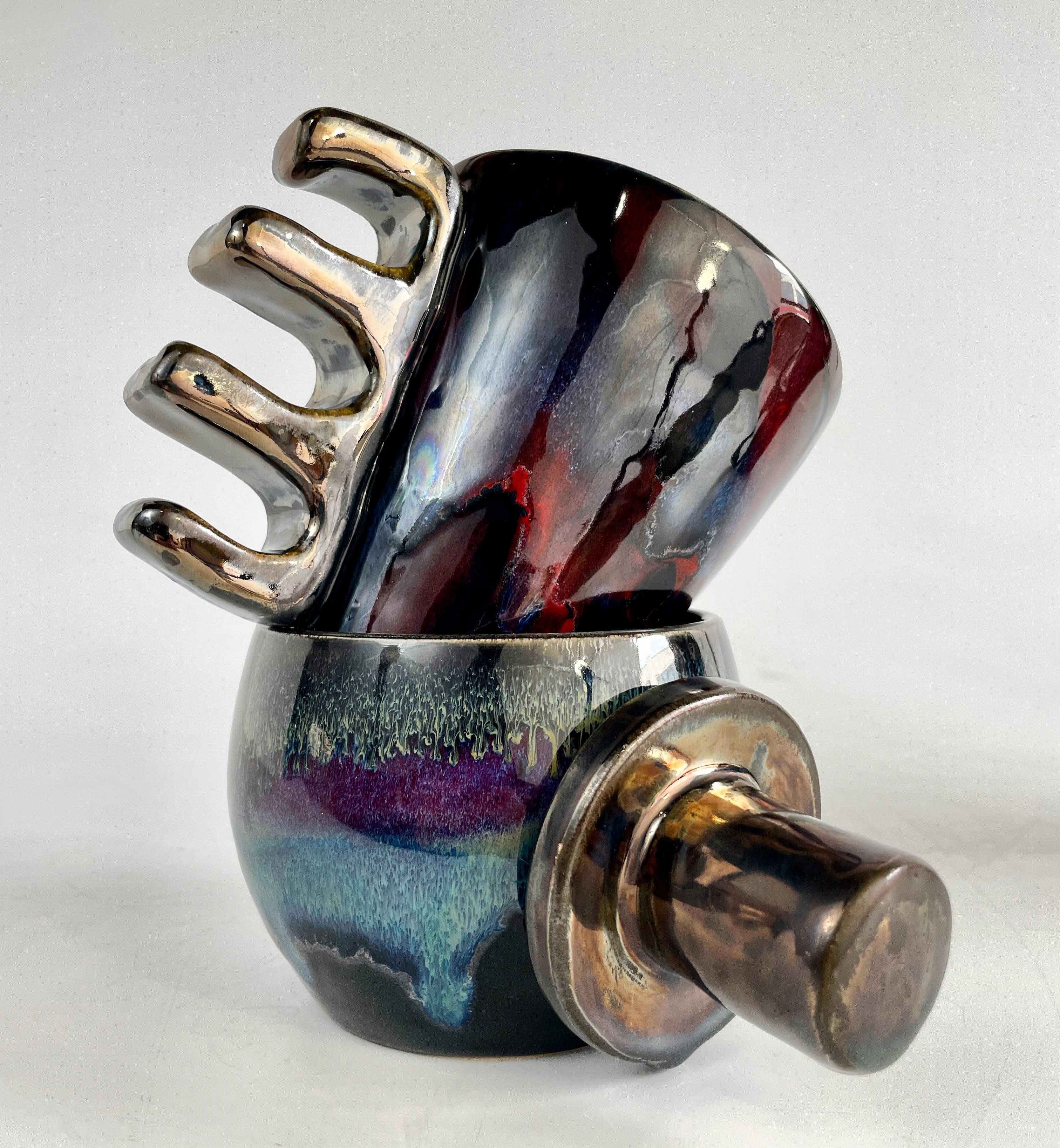 Hand-Crafted Knuckler Four Finger V, Handmade and Food Safe, by Ceramicist Stef Duffy For Sale