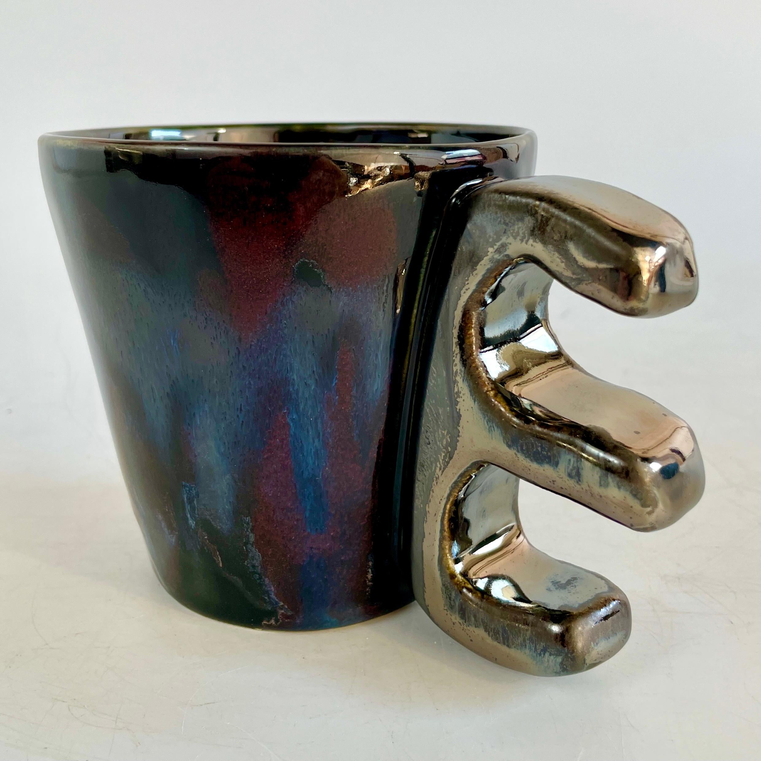 Carved Knuckler Three Finger Tumbler, Handmade and Food Safe, by Ceramicist Stef Duffy For Sale