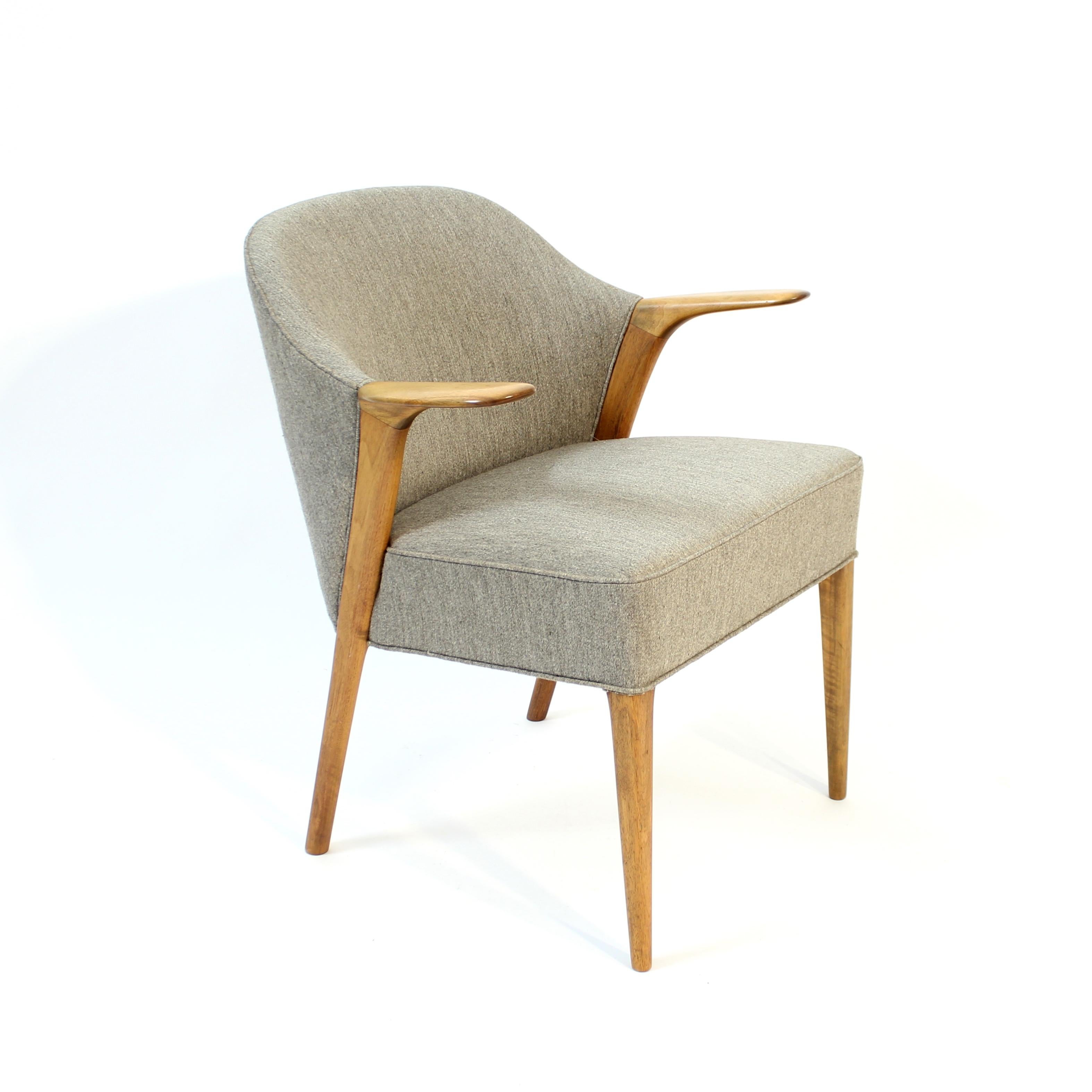 Fabric Knud A. Risager Hansen, teak armchair for Slagelse Møbelverk, 1960s For Sale