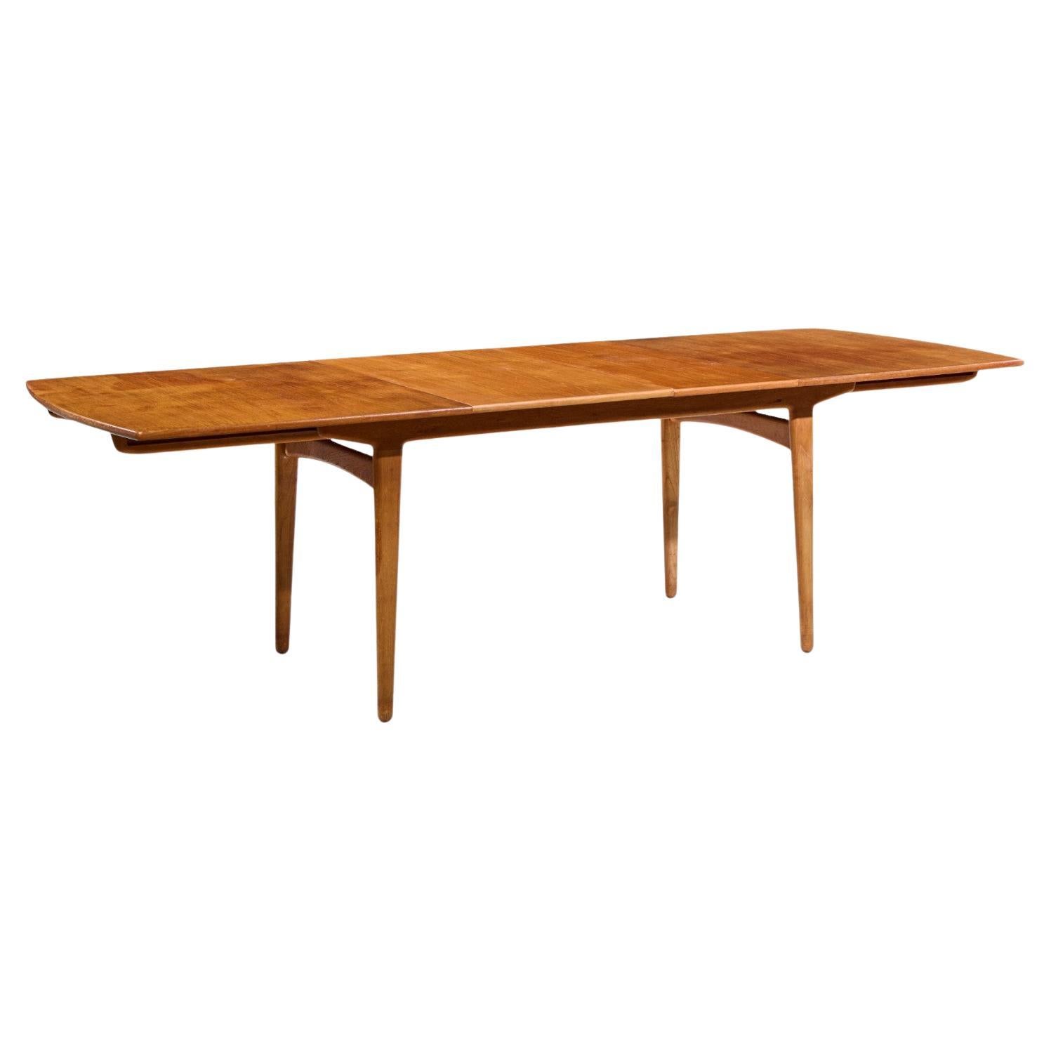 Knud Andersen for JCA Jensen Mid Century Danish Teak Hidden Leaf Dining Table For Sale
