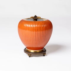 Knud Andersen Lidded Jar for Royal Copenhagen, 1933, Burnt Orange Crackle Glaze