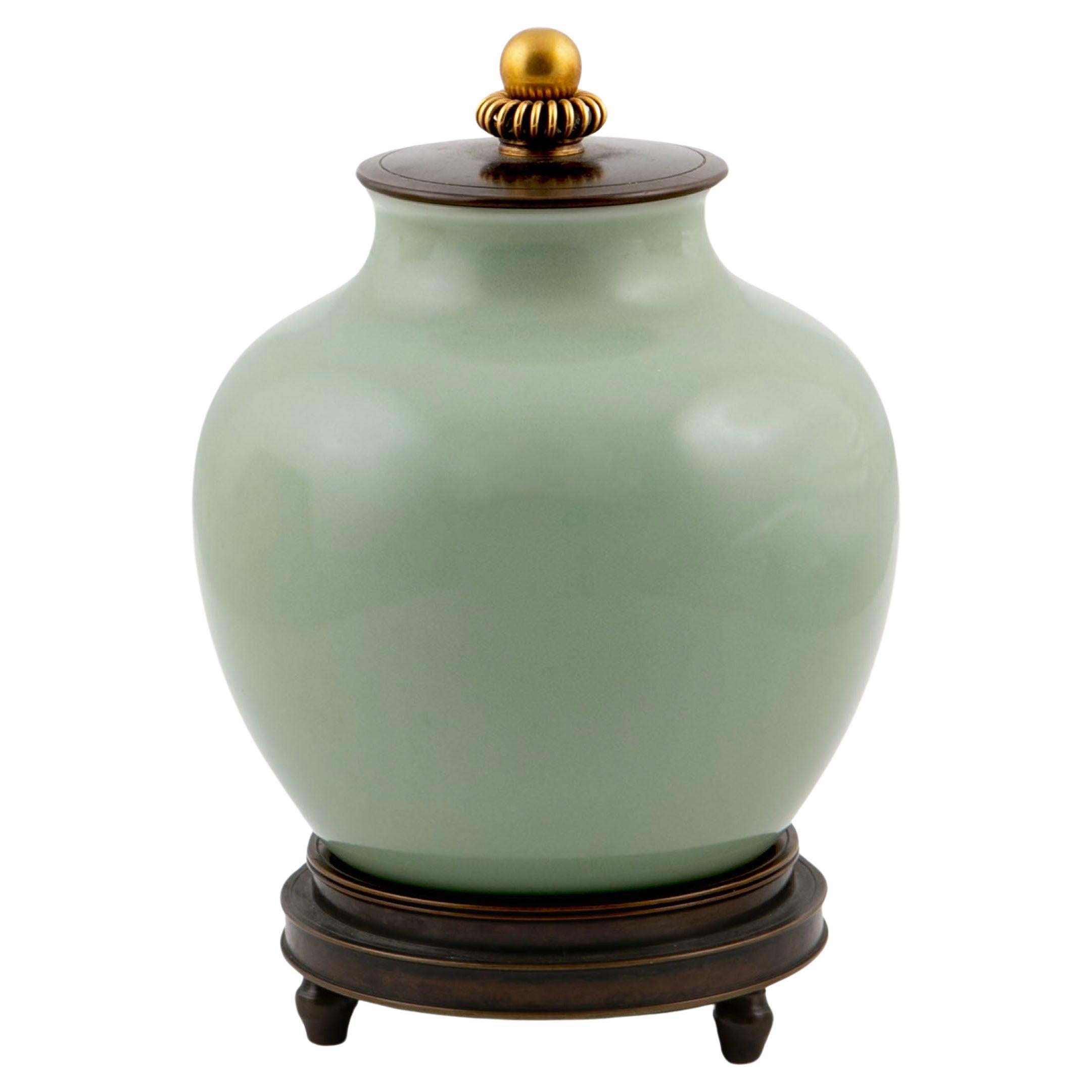 Knud Andersen Lidded Green Glazed Stoneware Vase / Jar for Royal Copenhagen