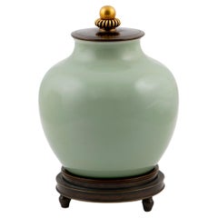 Vintage Knud Andersen Lidded Green Glazed Stoneware Vase / Jar for Royal Copenhagen