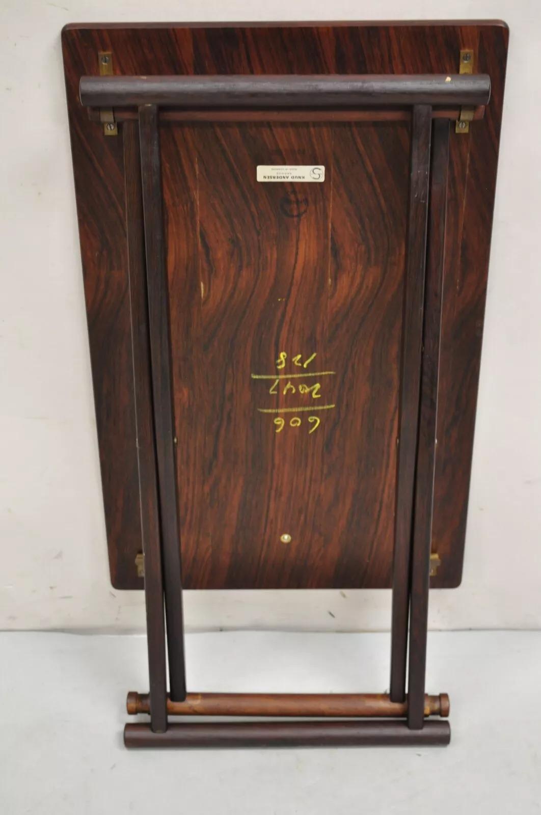 Unknown Knud Andersen Mid Century Modern Danish Rosewood Folding Side Table for Aarhus For Sale