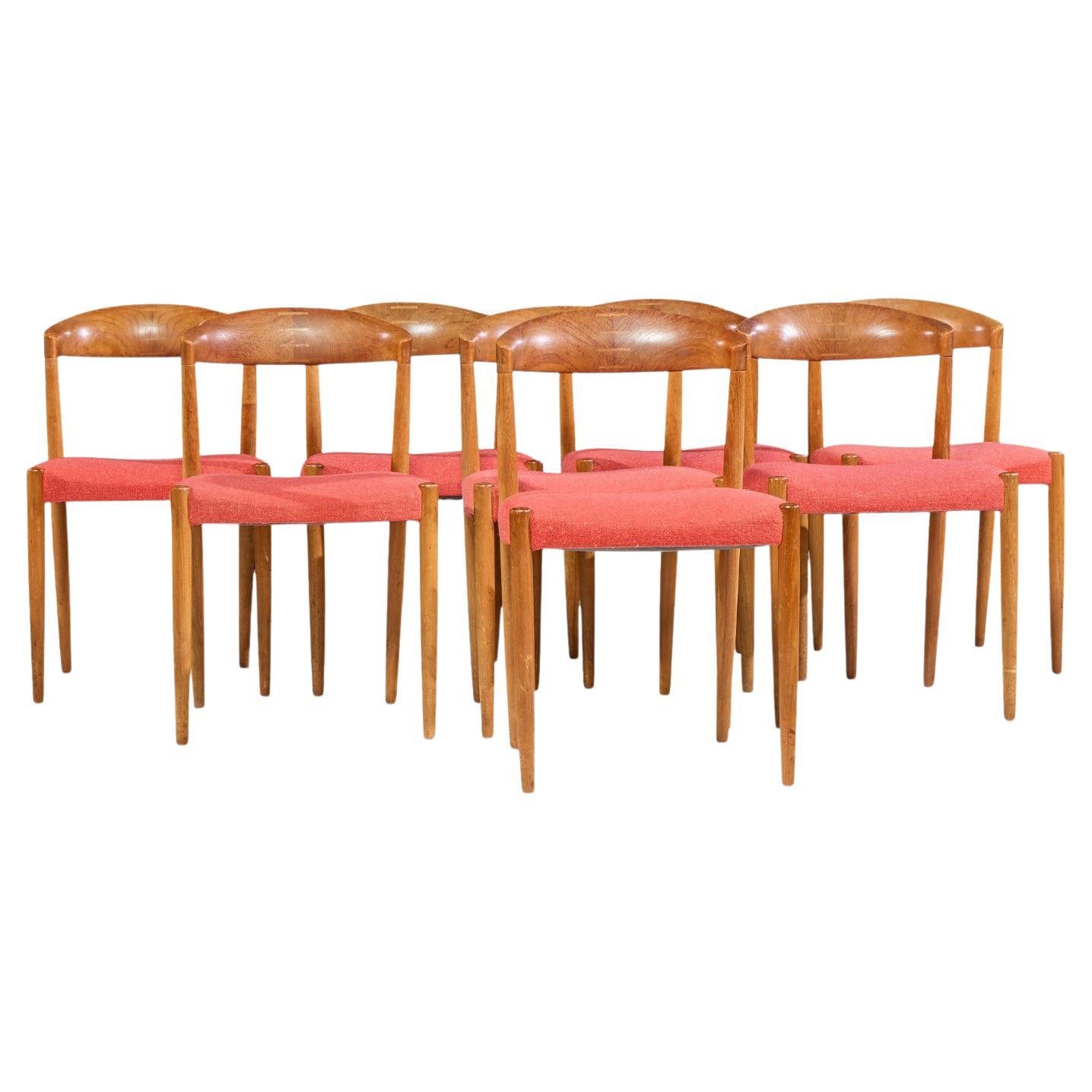 Knud Andersen Model KA120 Mid Century Danish Dining Chairs - Set of 8