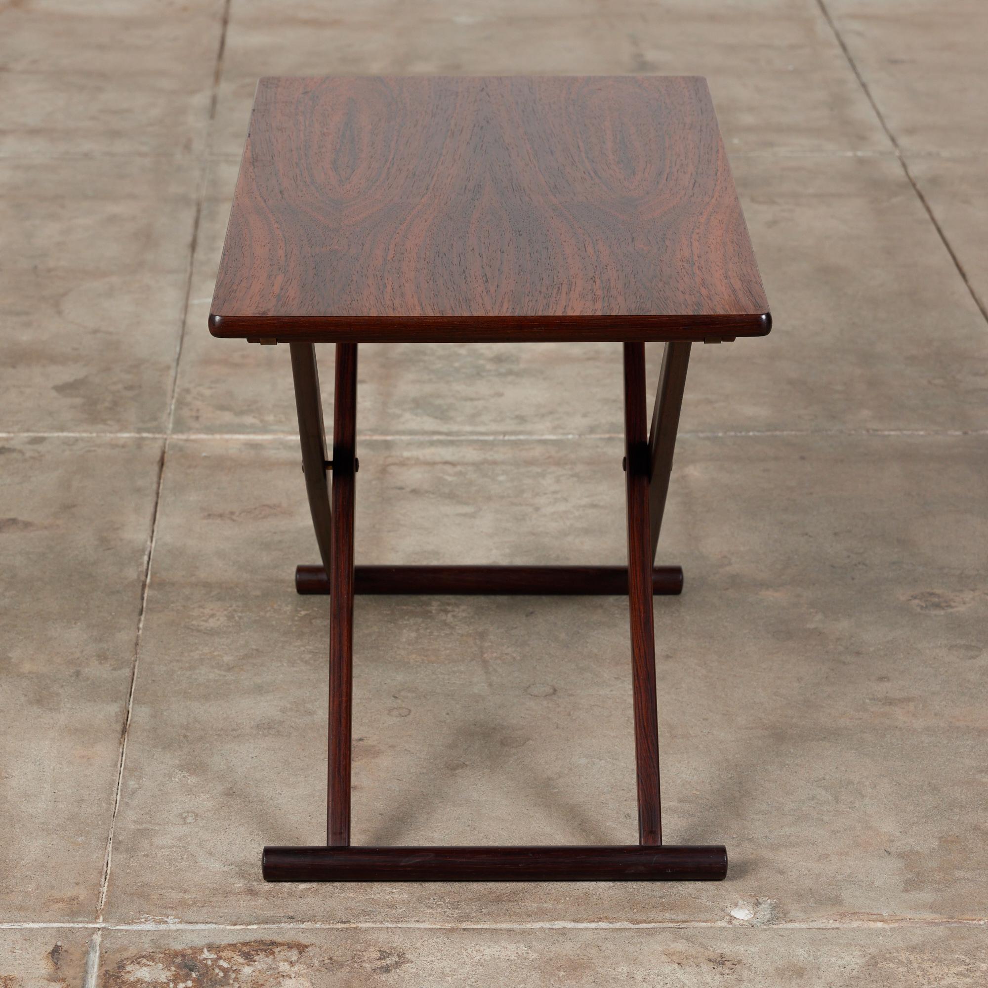 Knud Andersen Rosewood Folding Side Table for Aarhus In Excellent Condition For Sale In Los Angeles, CA