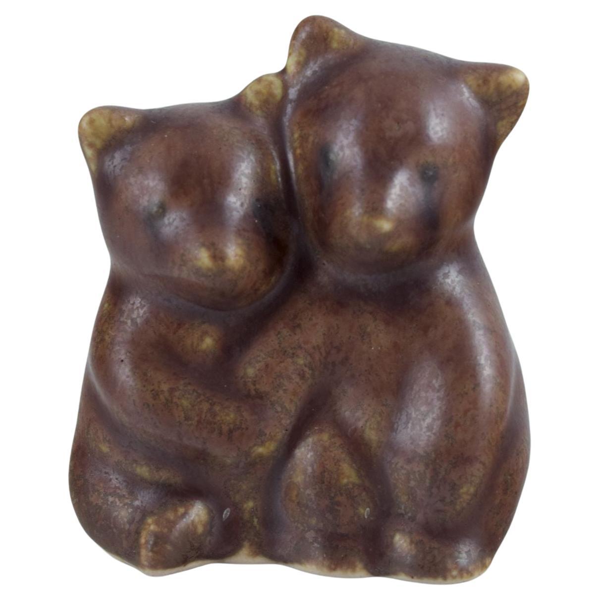 Knud Basse, Bornholm. Small ceramic figure of two bear cubs.