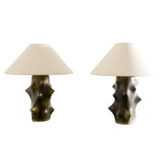Vintage Knud Basse "Rose Thorn" Table Lamps Produced by Michael Andersen Denmark, 1970s