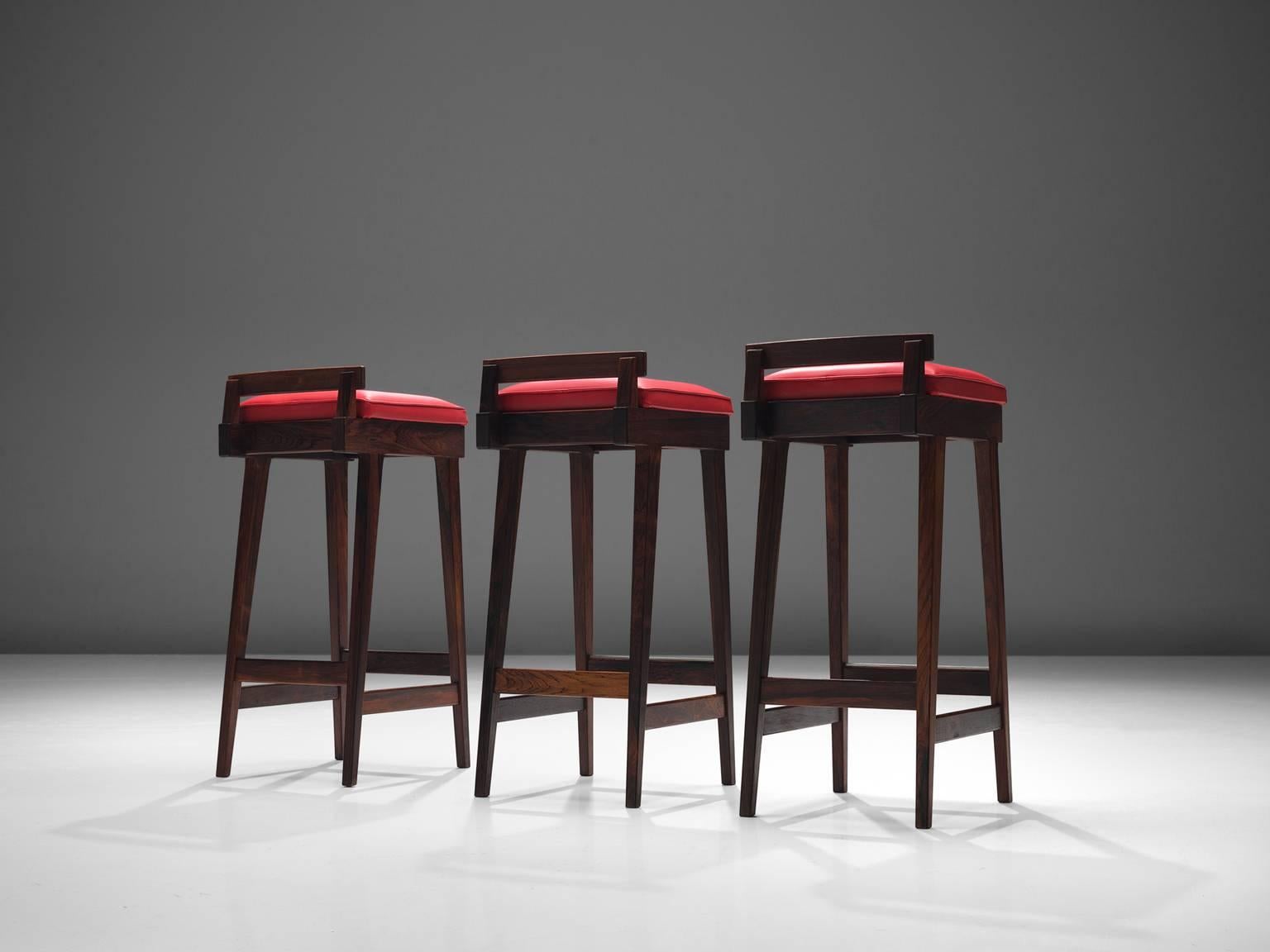 Danish Knud Bent Barstools in Solid Rosewood 