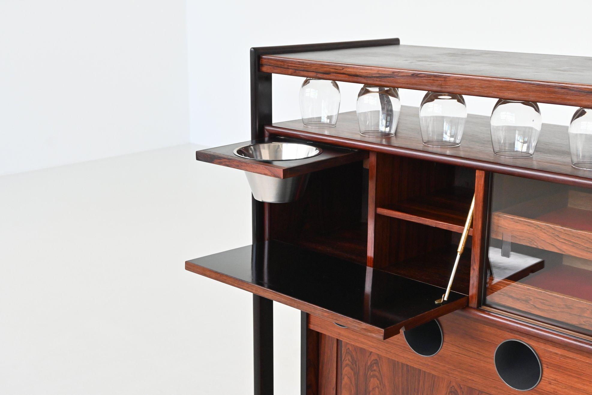 Knud Bent dry bar in rosewood Dyrlund Denmark 1960 For Sale 5