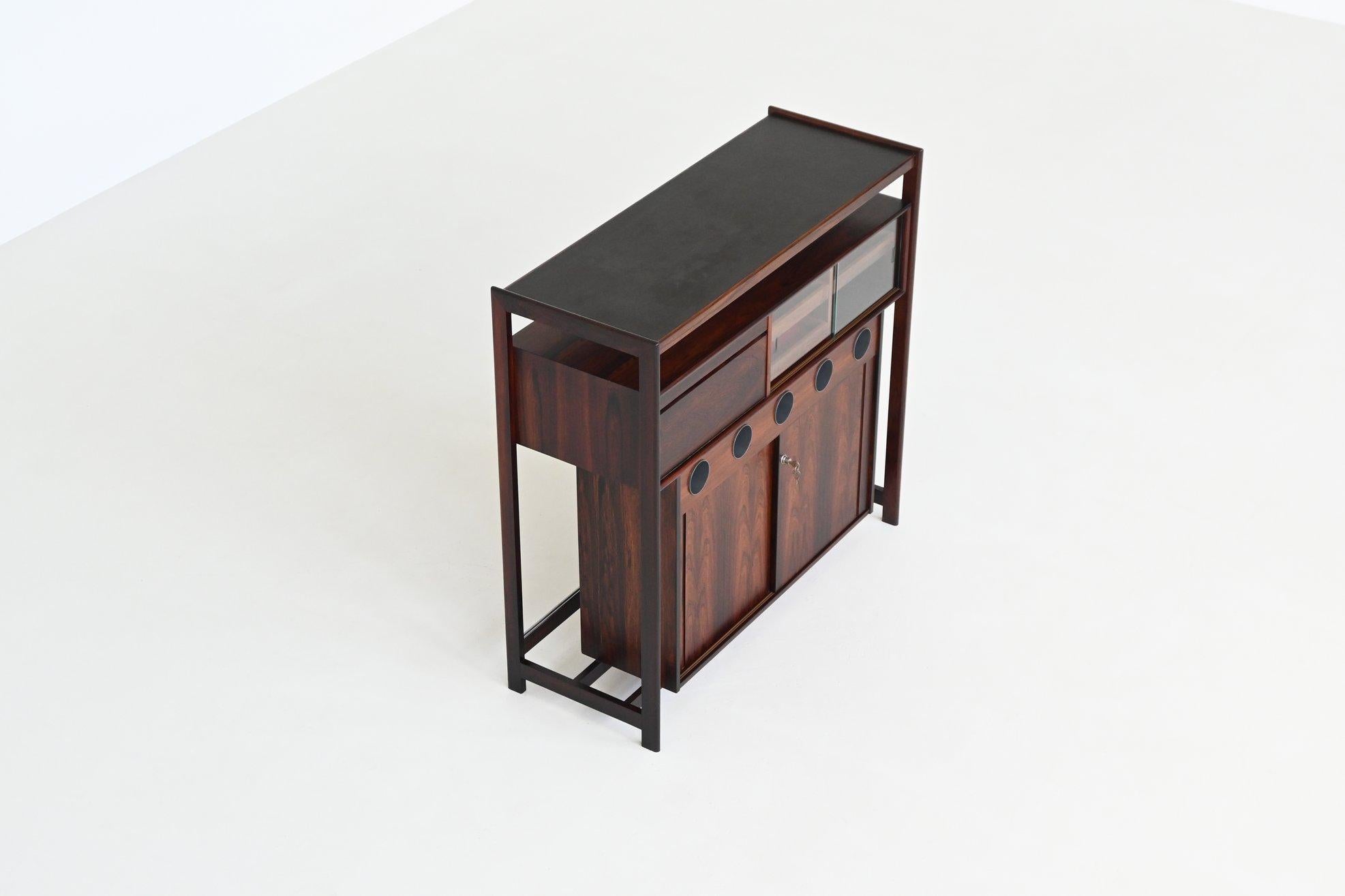 Knud Bent dry bar in rosewood Dyrlund Denmark 1960 For Sale 11