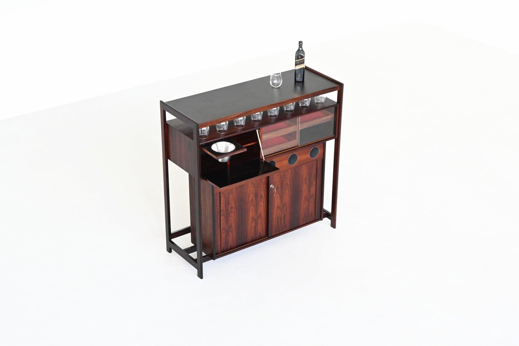 Scandinavian Modern Knud Bent dry bar in rosewood Dyrlund Denmark 1960 For Sale