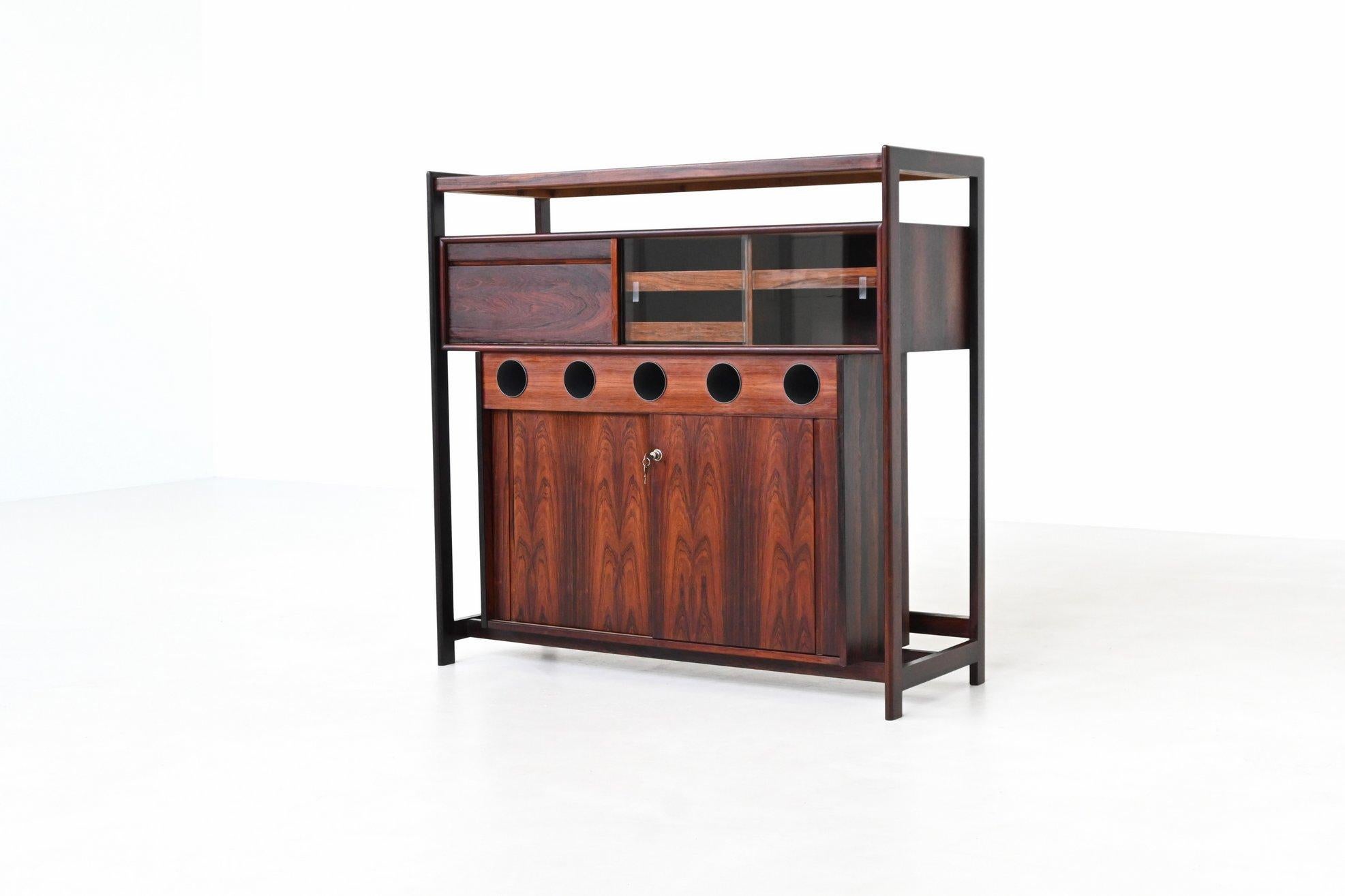 Danish Knud Bent dry bar in rosewood Dyrlund Denmark 1960 For Sale