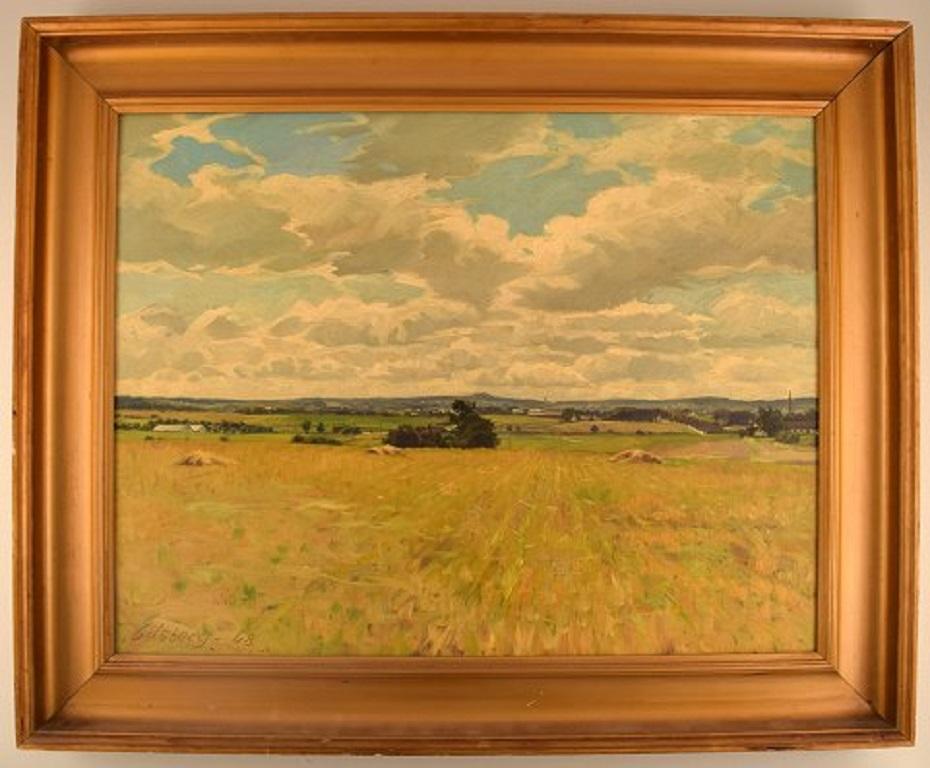 Knud Edsberg (1911-2003), Denmark. Oil on canvas. Landscape. Dated 1948.
The canvas measures: 64 x 49 cm.
The frame measures: 8 cm.
In excellent condition.
Signed and dated.