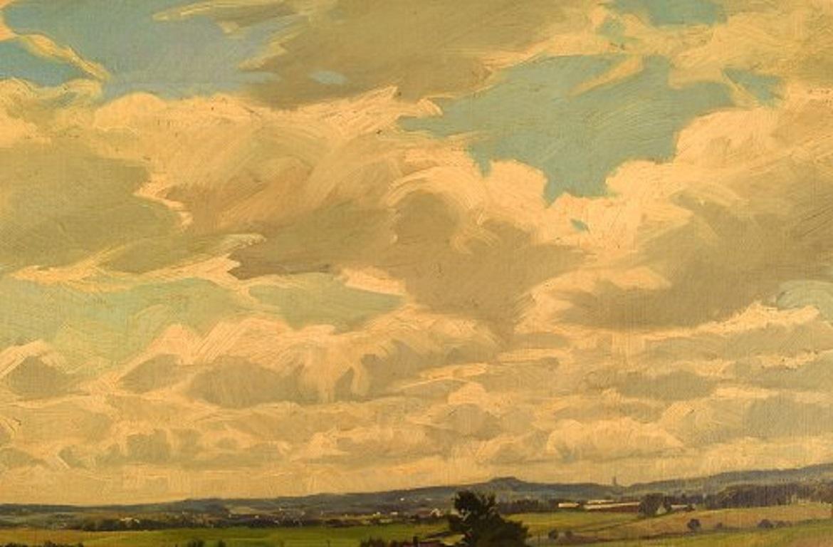 Danish Knud Edsberg, Denmark, Oil on Canvas, Landscape, Dated 1948