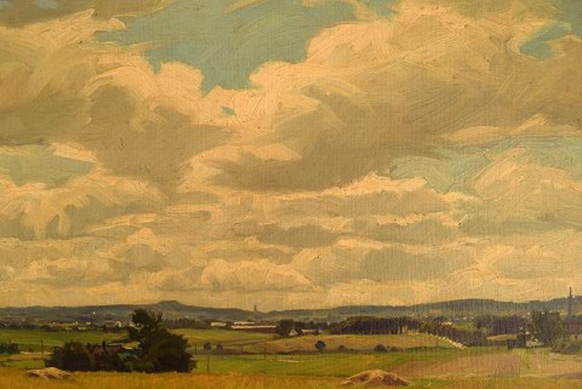 Knud Edsberg, Denmark, Oil on Canvas, Landscape, Dated 1948 In Excellent Condition In Copenhagen, DK