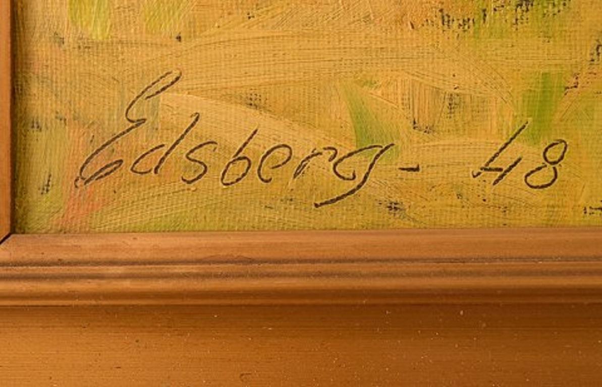 Knud Edsberg, Denmark, Oil on Canvas, Landscape, Dated 1948 2