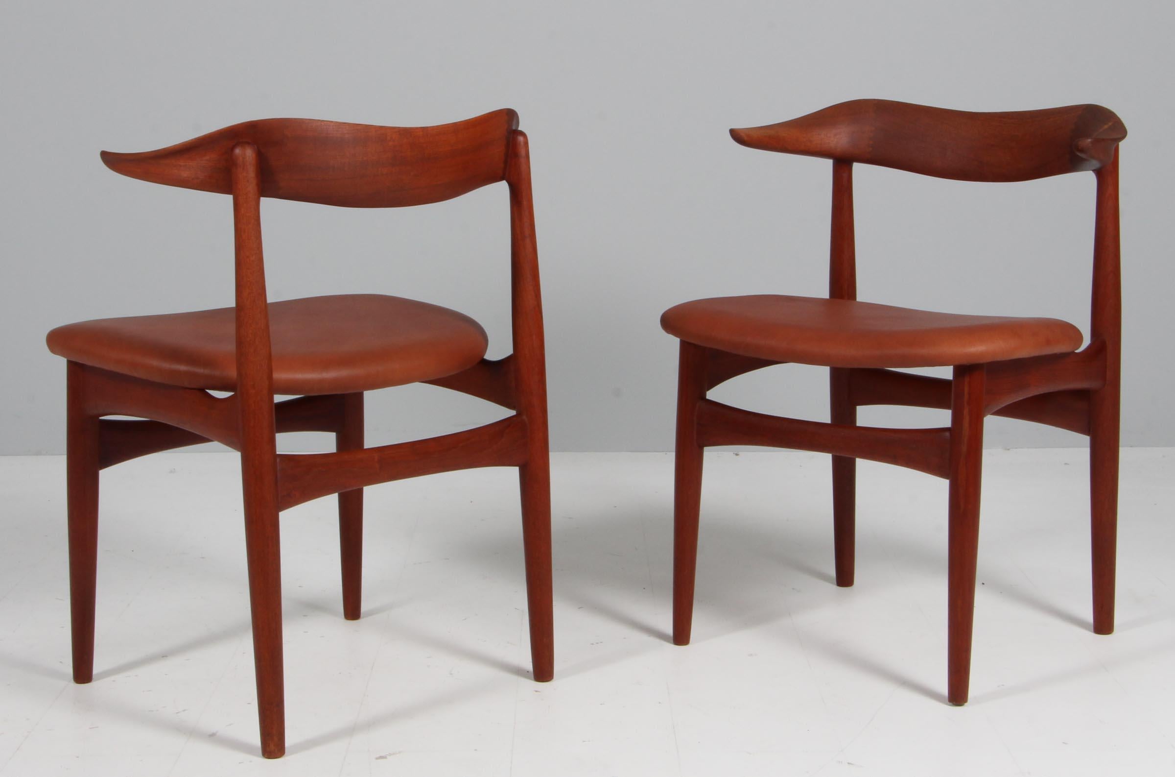 Mid-20th Century Knud Færch Cowhorn Arm Chairs, 1960s, teak For Sale