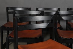 Knud Færch Dining Chairs in Black Laquered and Saddle Leather