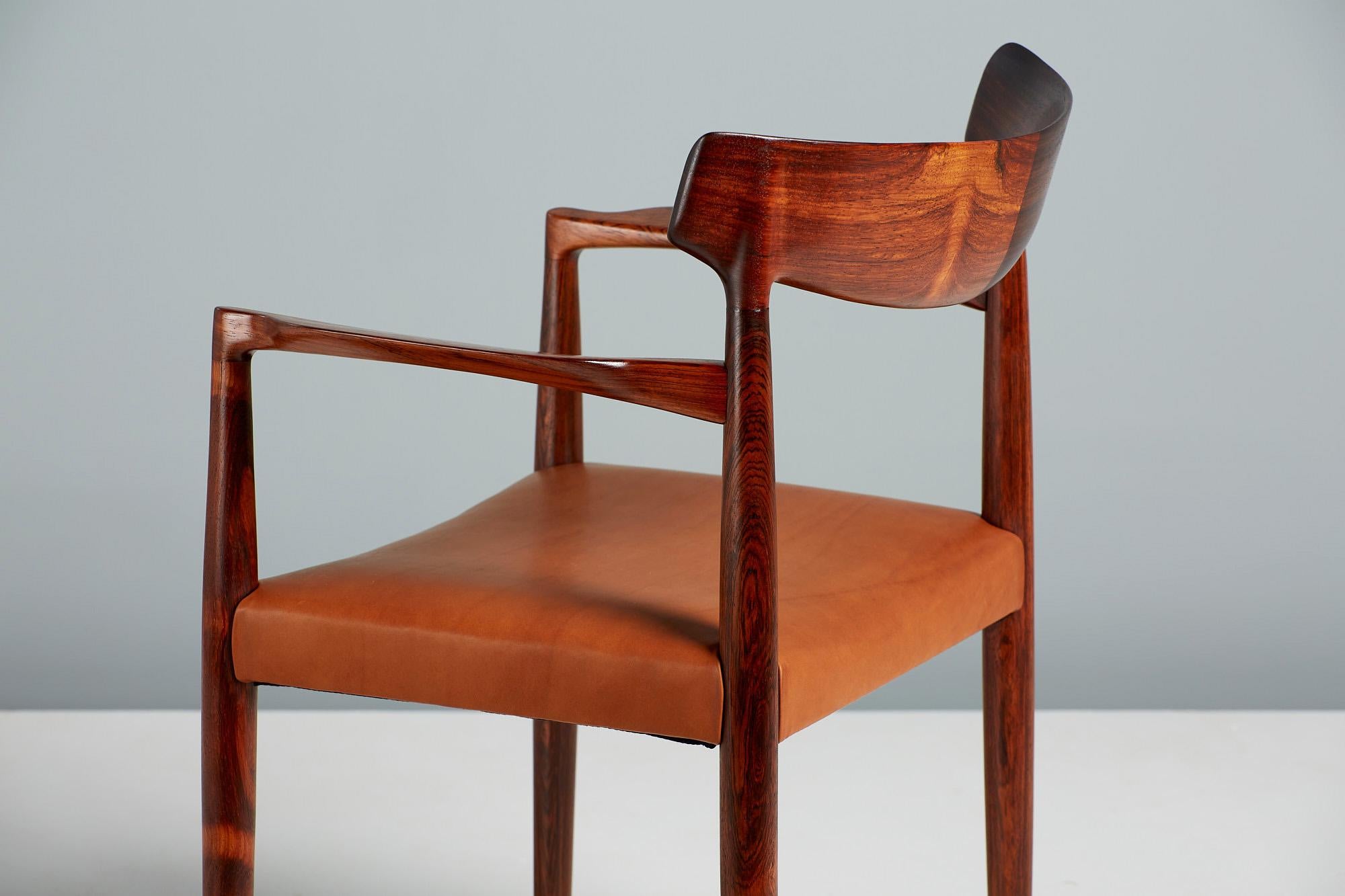 Leather Knud Faerch Rosewood Armchair 1960s For Sale