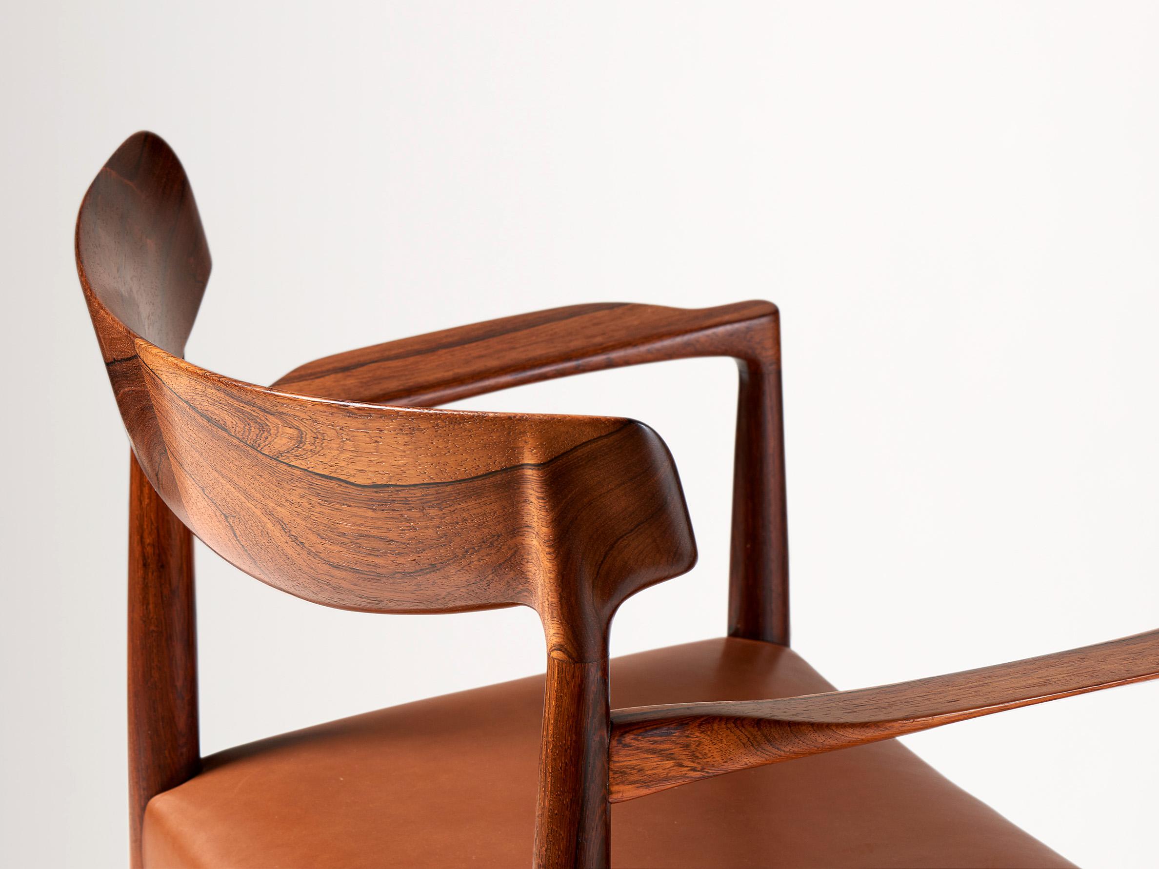 Danish Knud Faerch Rosewood Armchair with Leather Seat 1960s For Sale
