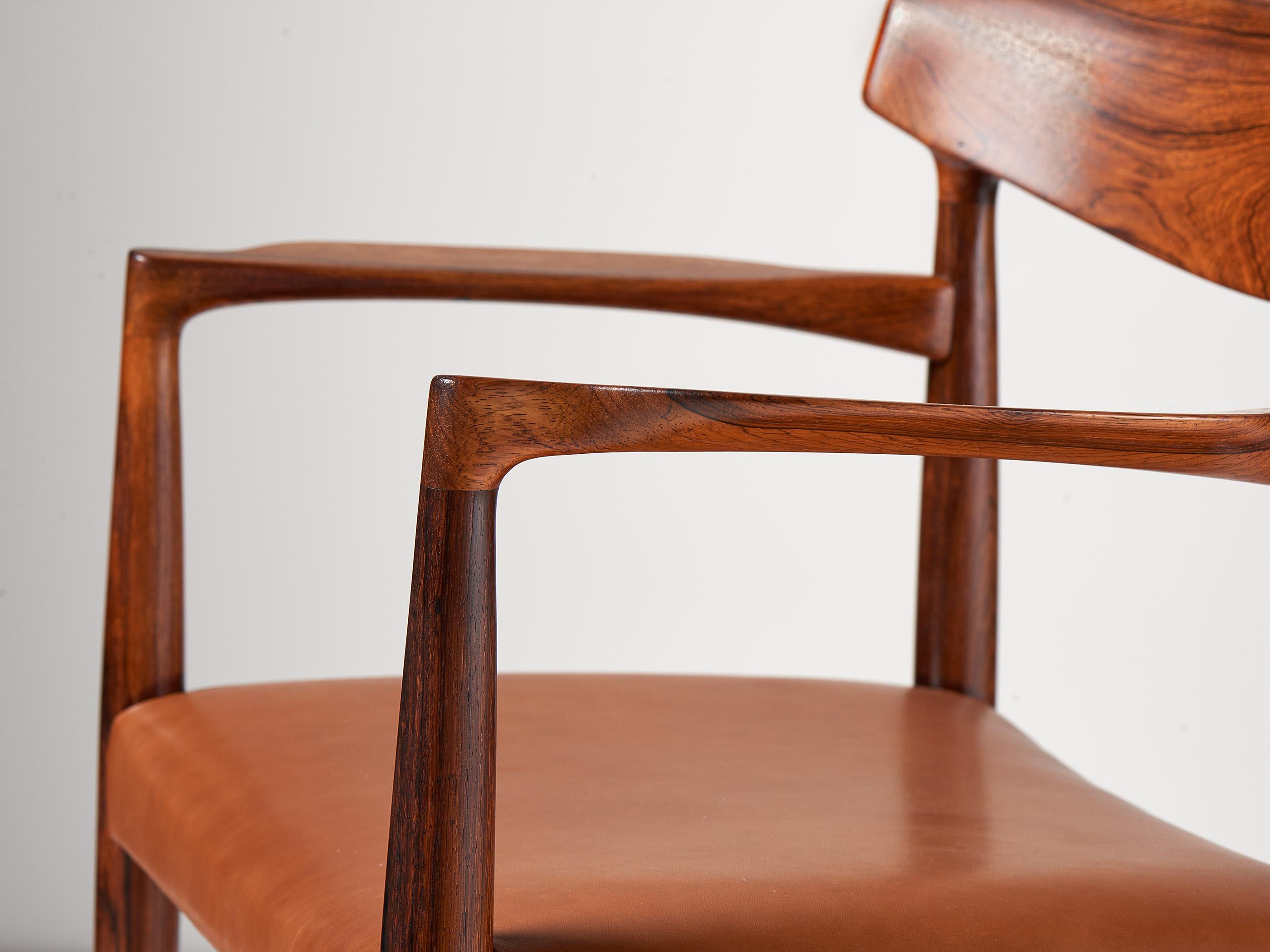 Knud Faerch Rosewood Armchair with Leather Seat 1960s In Good Condition For Sale In London, England