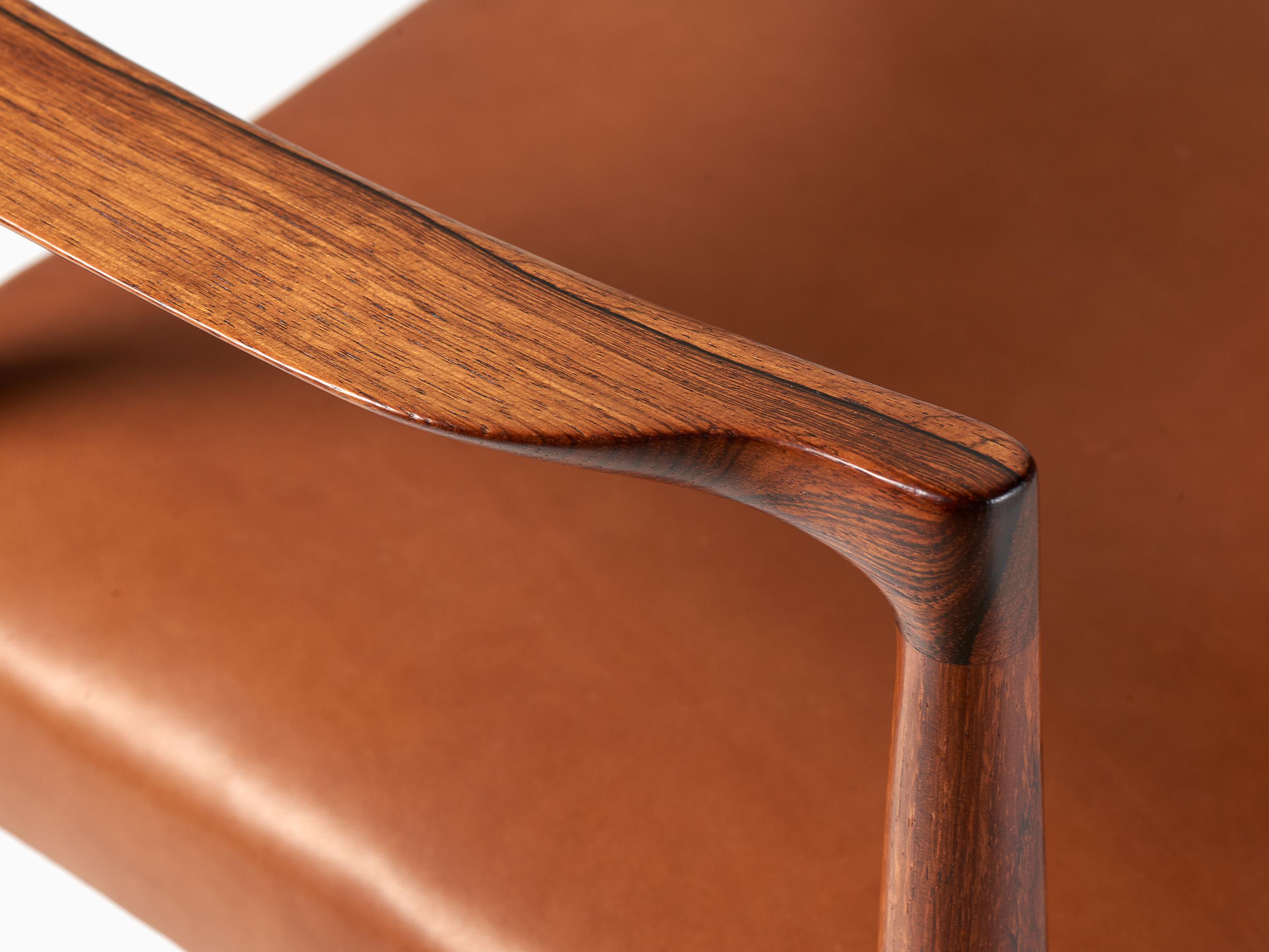 Knud Faerch Rosewood Armchair with Leather Seat 1960s For Sale 1