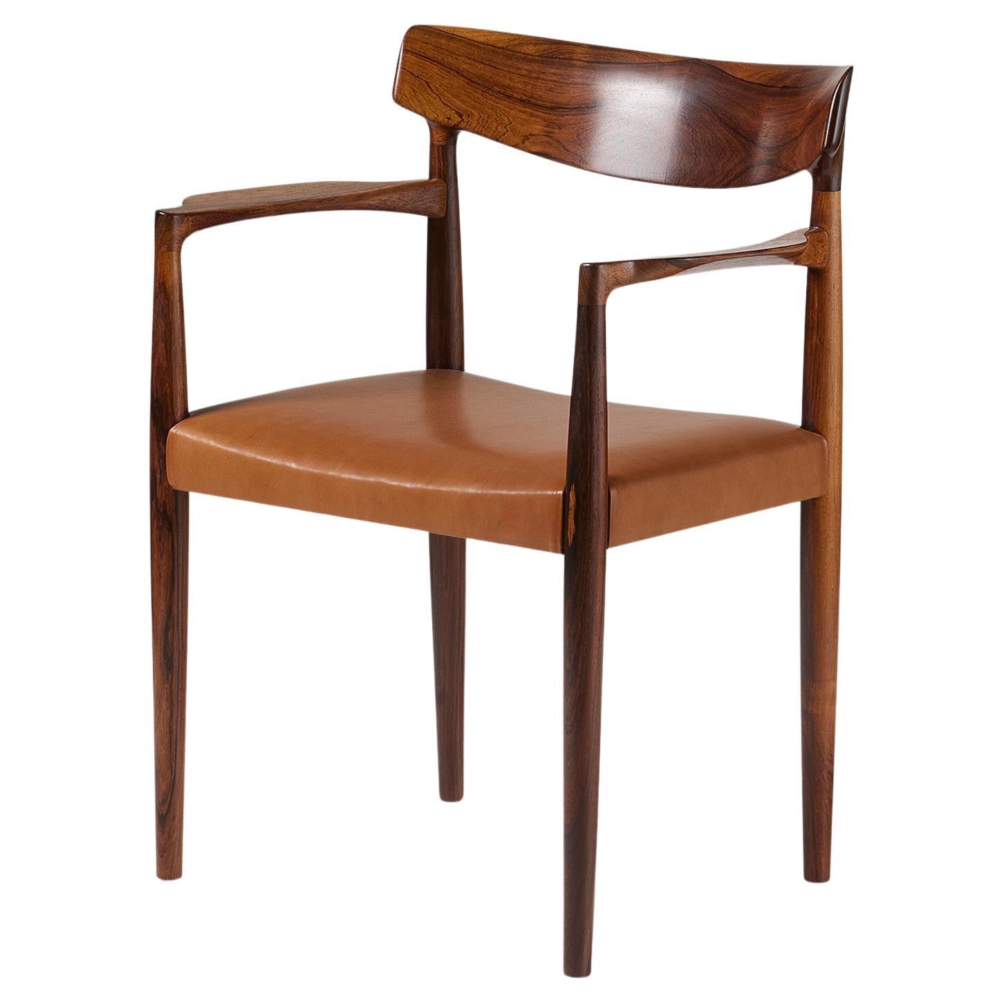 Knud Faerch Rosewood Armchair with Leather Seat 1960s