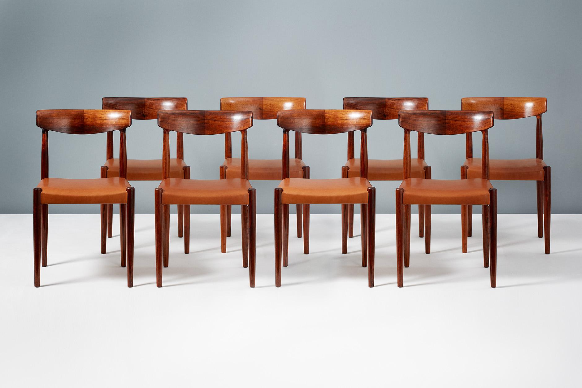 Knud Faerch Set of 8 Model 343 Dining Chairs, Rosewood and Leather In Excellent Condition In London, GB