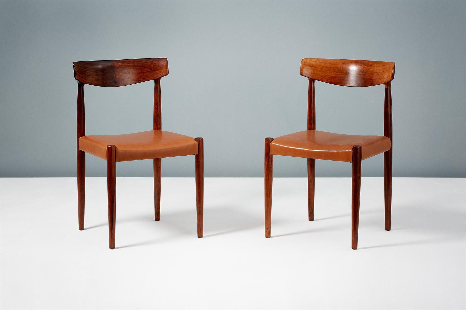 Mid-20th Century Knud Faerch Set of 8 Model 343 Dining Chairs, Rosewood and Leather