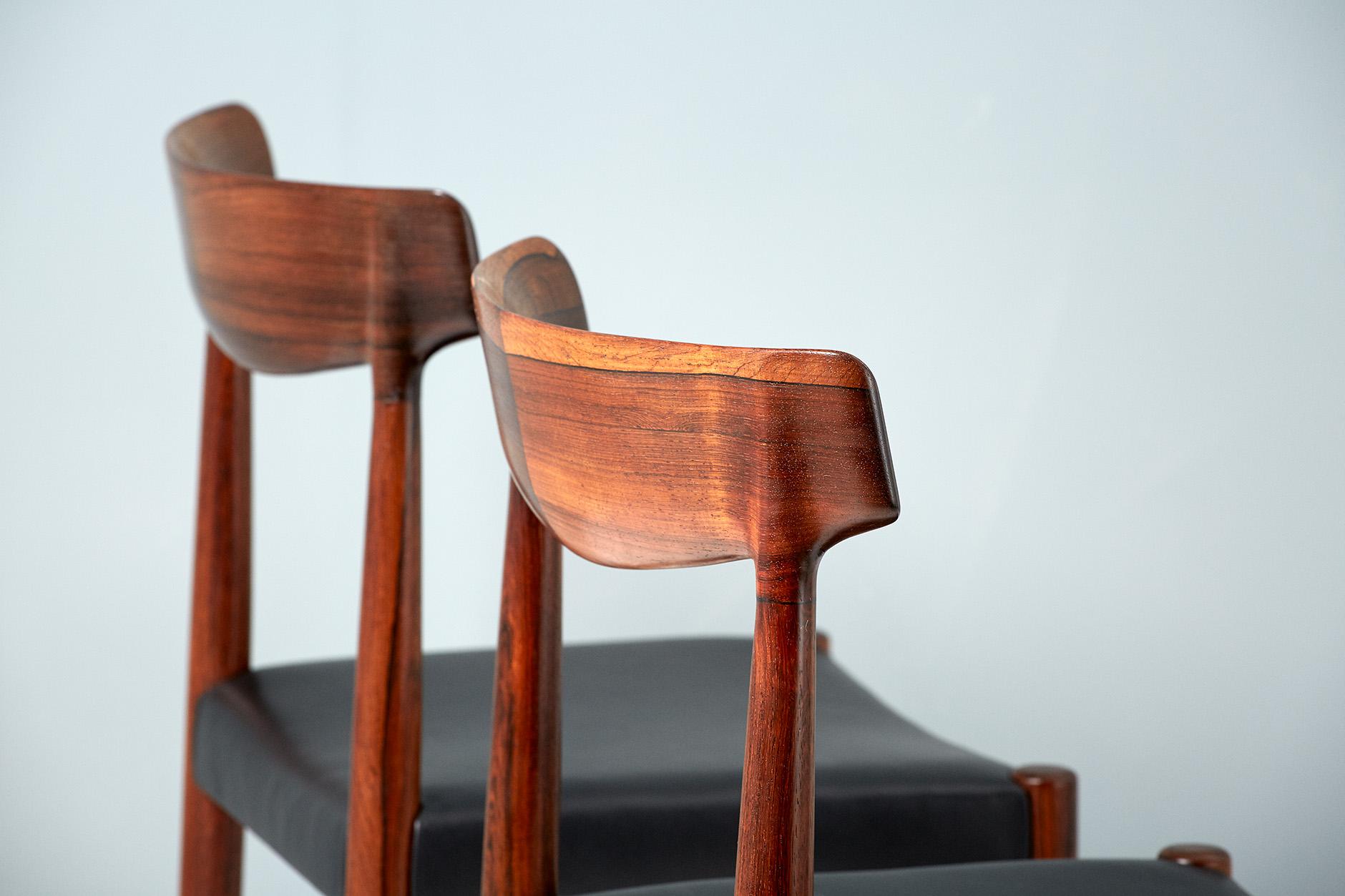 Danish Knud Faerch Set of 8 Model 343 Dining Chairs, Rosewood and Leather