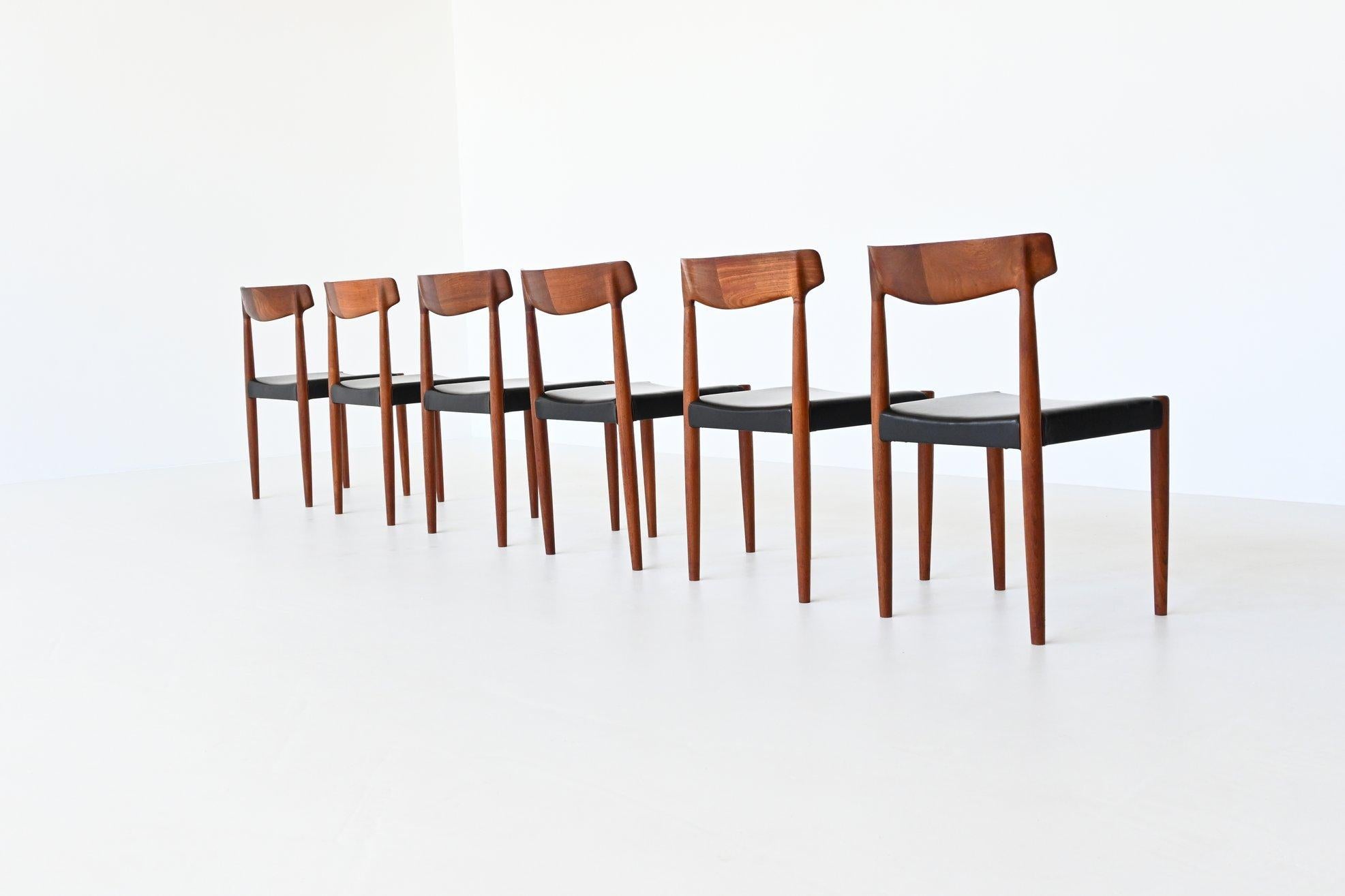 Mid-Century Modern Knud Faerch Teak Dining Chairs Set of Six Bovenkamp, Denmark, 1950