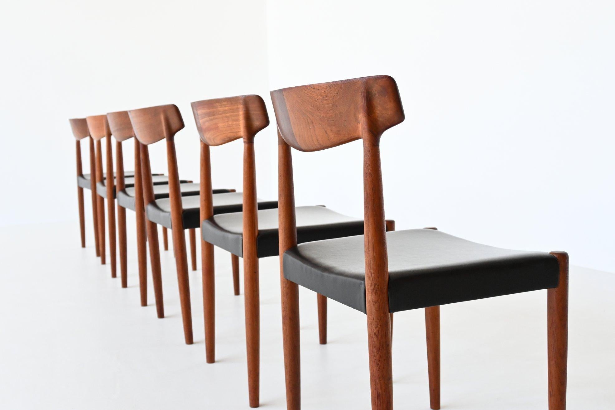 Danish Knud Faerch Teak Dining Chairs Set of Six Bovenkamp, Denmark, 1950