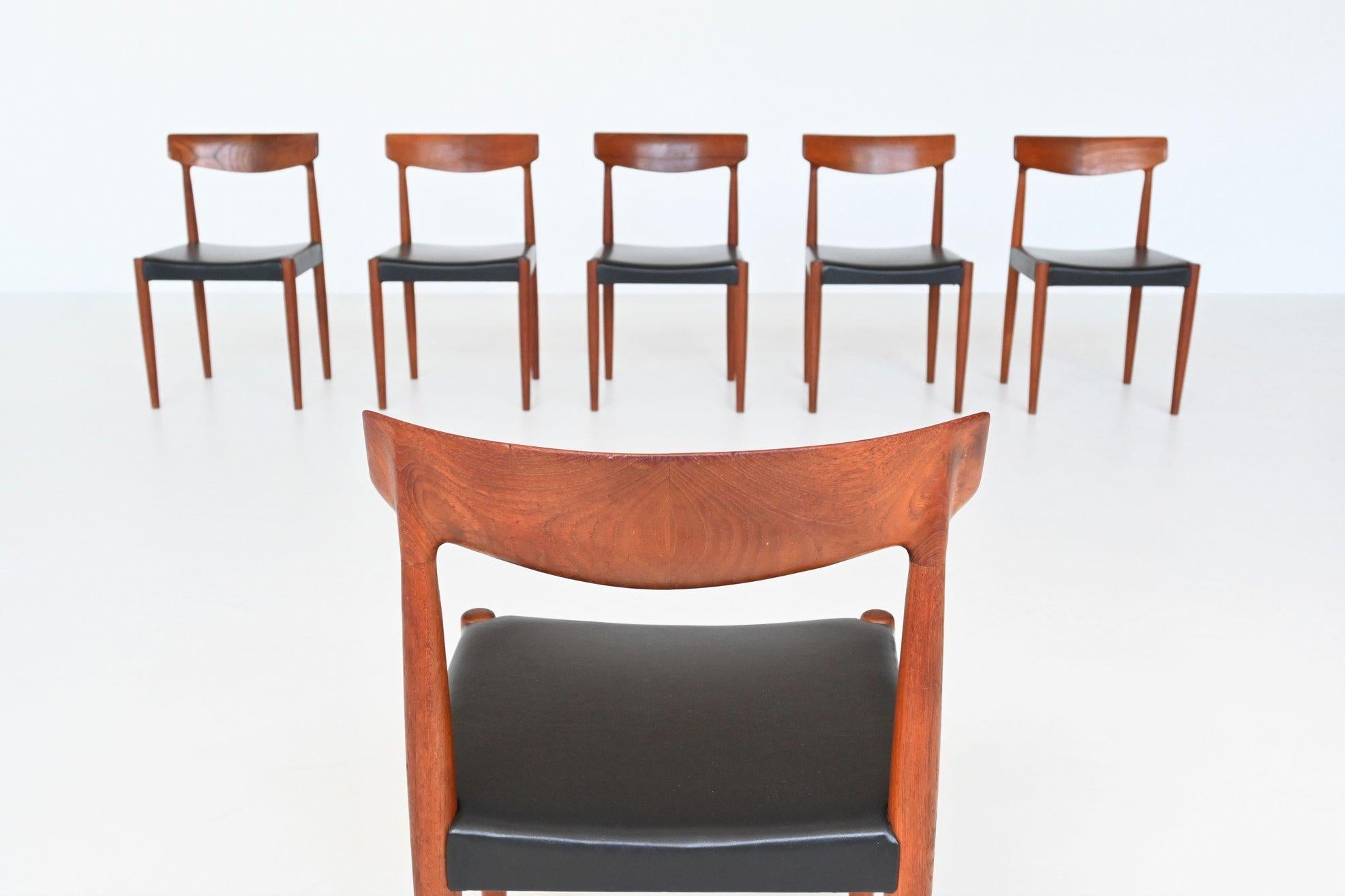 Mid-20th Century Knud Faerch Teak Dining Chairs Set of Six Bovenkamp, Denmark, 1950