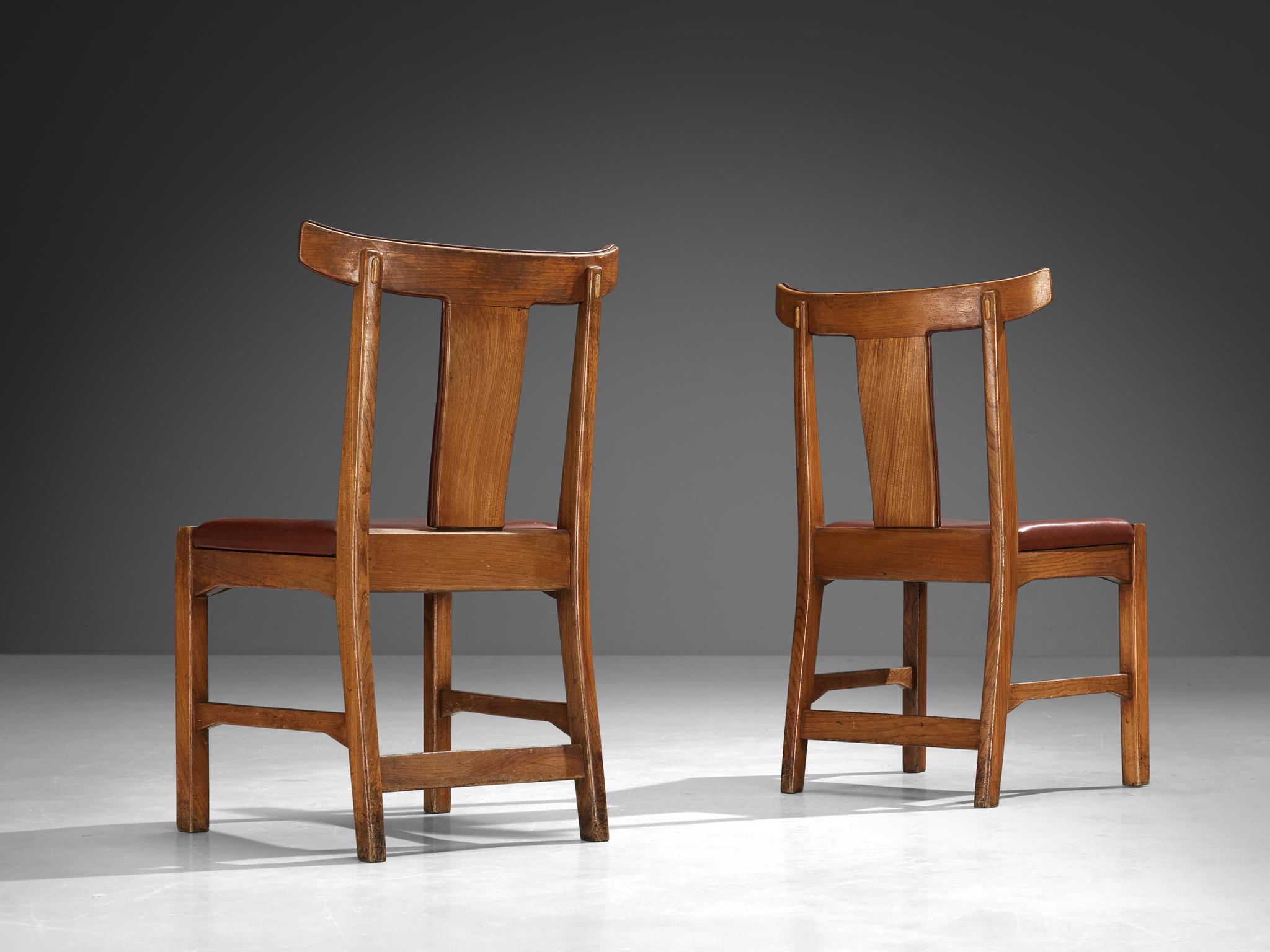 Metà XX secolo Sedie da pranzo danesi in pelle e olmo di Knud Hansen per Søren Willadsen in vendita