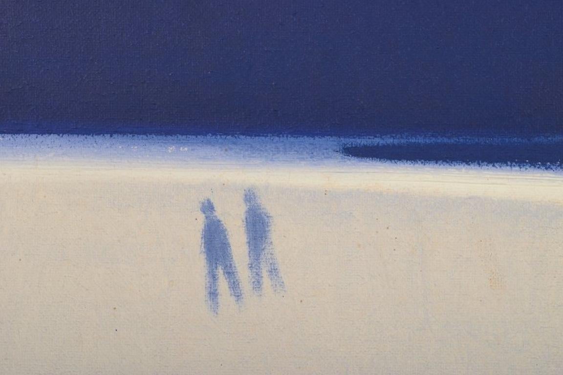Danese Knud Horup (1926-1973), artista danese. Olio su tela. Figure sulla spiaggia.