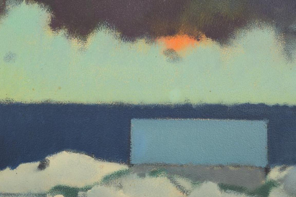 Knud Horup, Danish artist. Oil on canvas. Figure in landscape. In Excellent Condition For Sale In Copenhagen, DK
