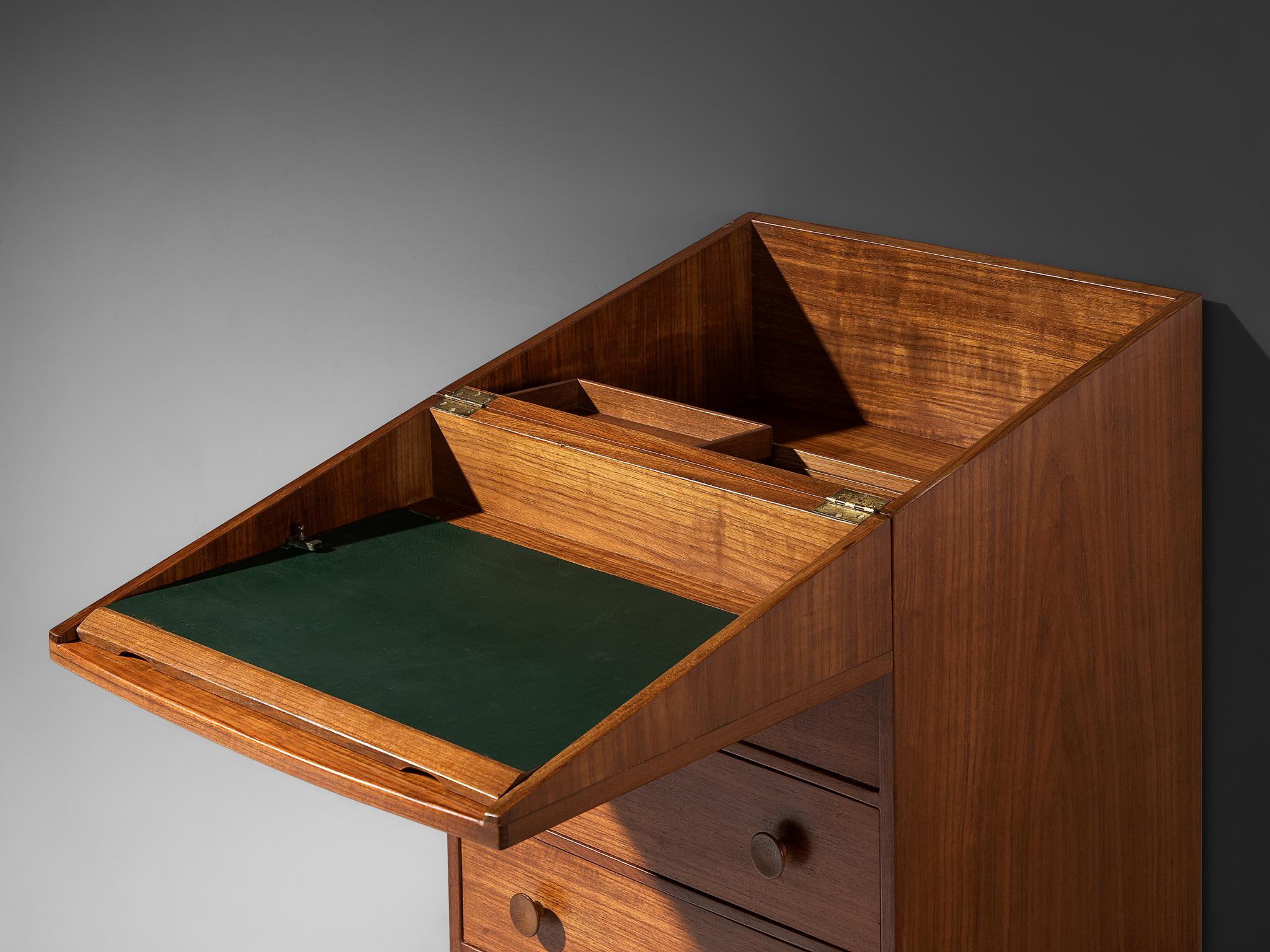 Danish Knud Juul-Hansen Chest of Drawers with Integrated Vanity in Teak For Sale