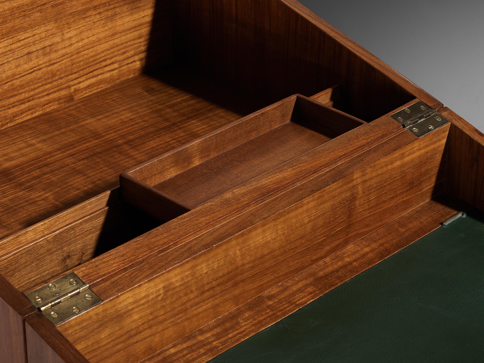 Leather Knud Juul-Hansen Chest of Drawers with Integrated Vanity in Teak For Sale