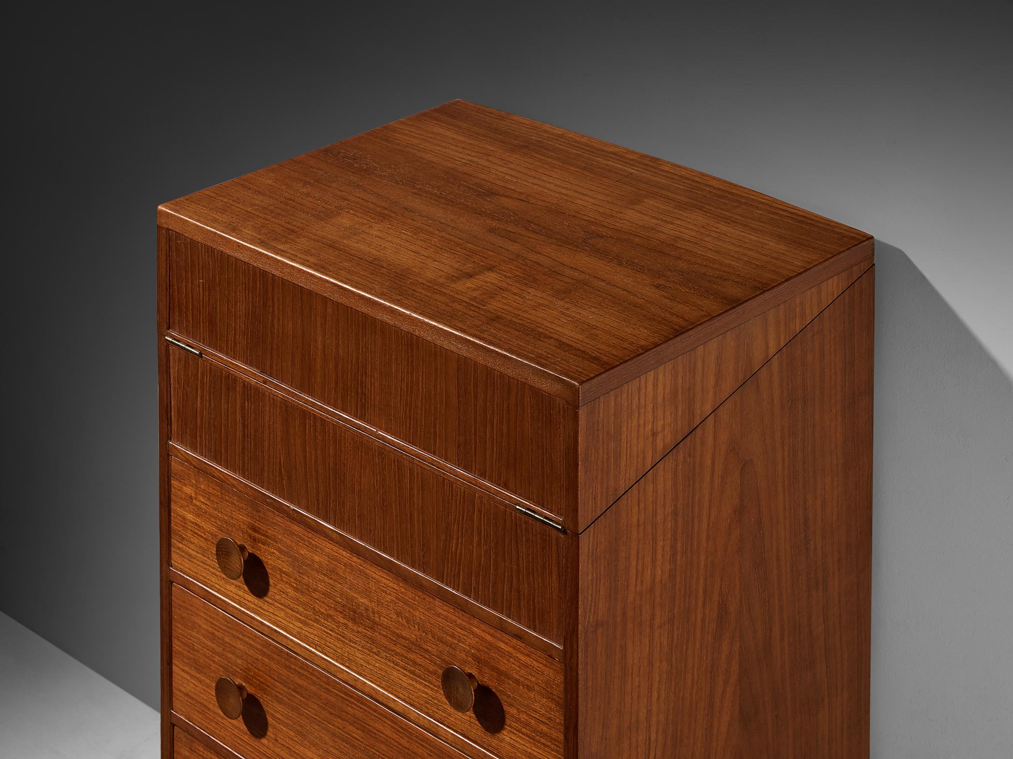 Knud Juul-Hansen Chest of Drawers with Integrated Vanity in Teak For Sale 2