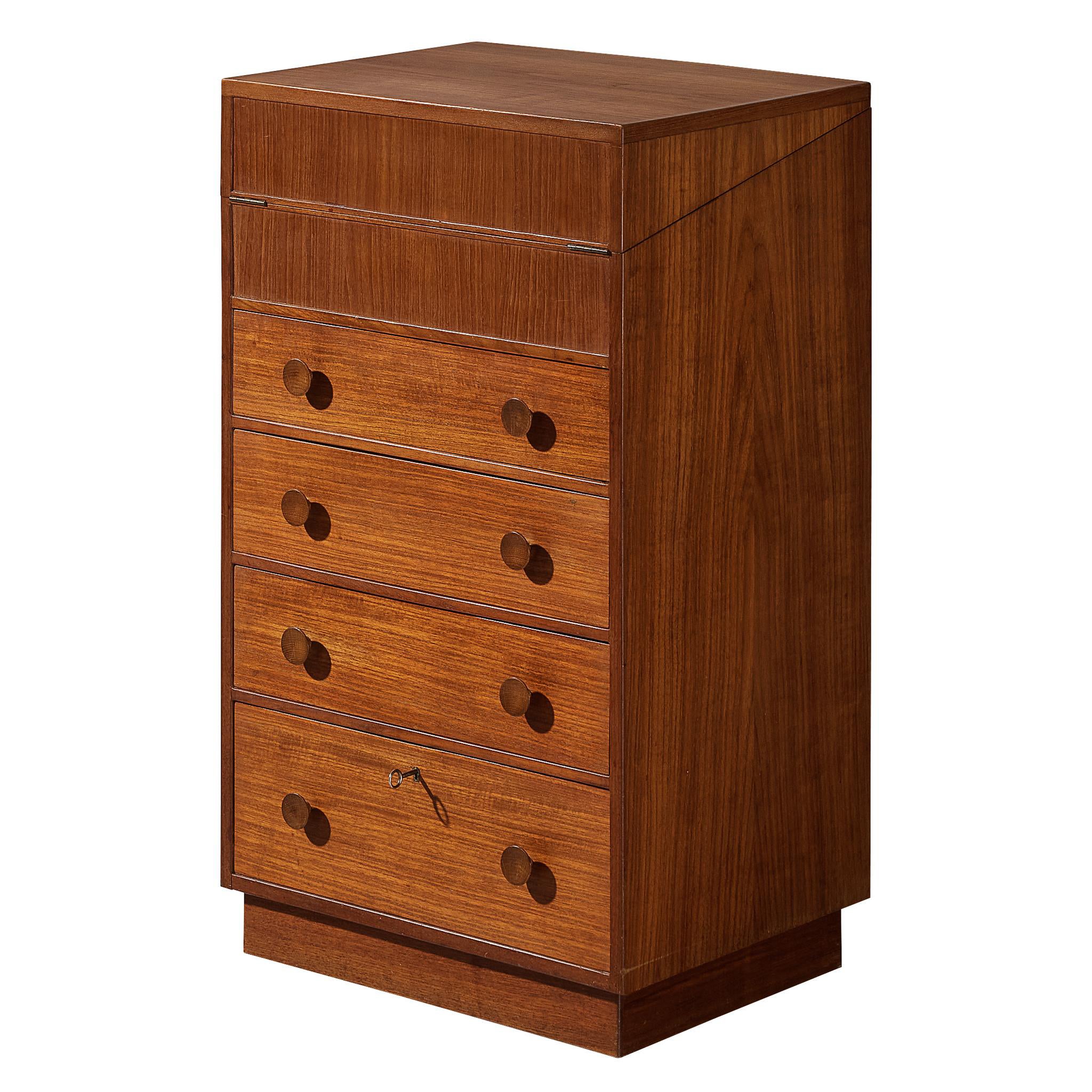 Knud Juul-Hansen Chest of Drawers with Integrated Vanity in Teak