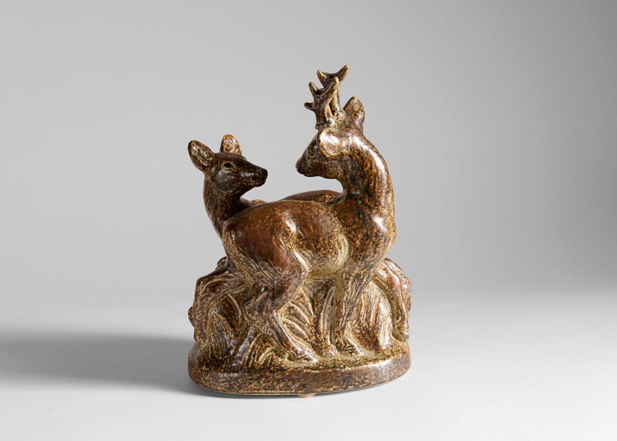 Danish Knud Khyn for Royal Copenhagen, Deer and Doe Figurine, Denmark, circa 1950 For Sale