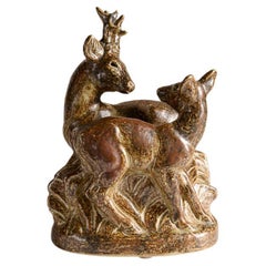 Knud Khyn for Royal Copenhagen, Deer and Doe Figurine, Denmark, circa 1950