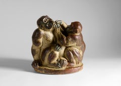 Knud Khyn for Royal Copenhagen, Monkeys Grooming, Denmark, circa 1950