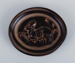 Knud Kyhn '1880-1969' for Royal Copehagen, Small Ceramic Dish with Deer