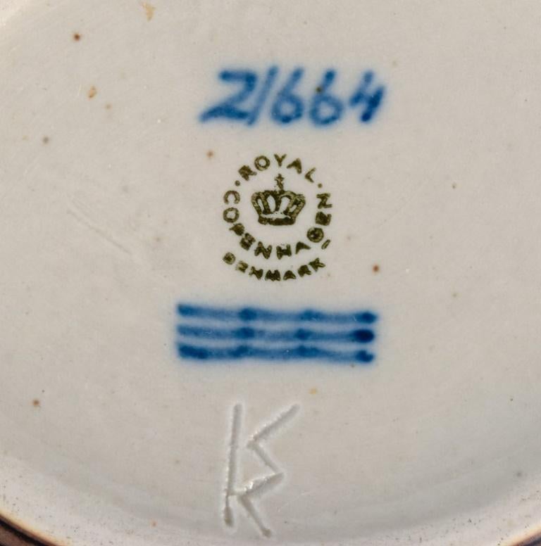 Glazed Knud Kyhn '1880-1969' for Royal Copehagen, Small Ceramic Dish with Deer For Sale