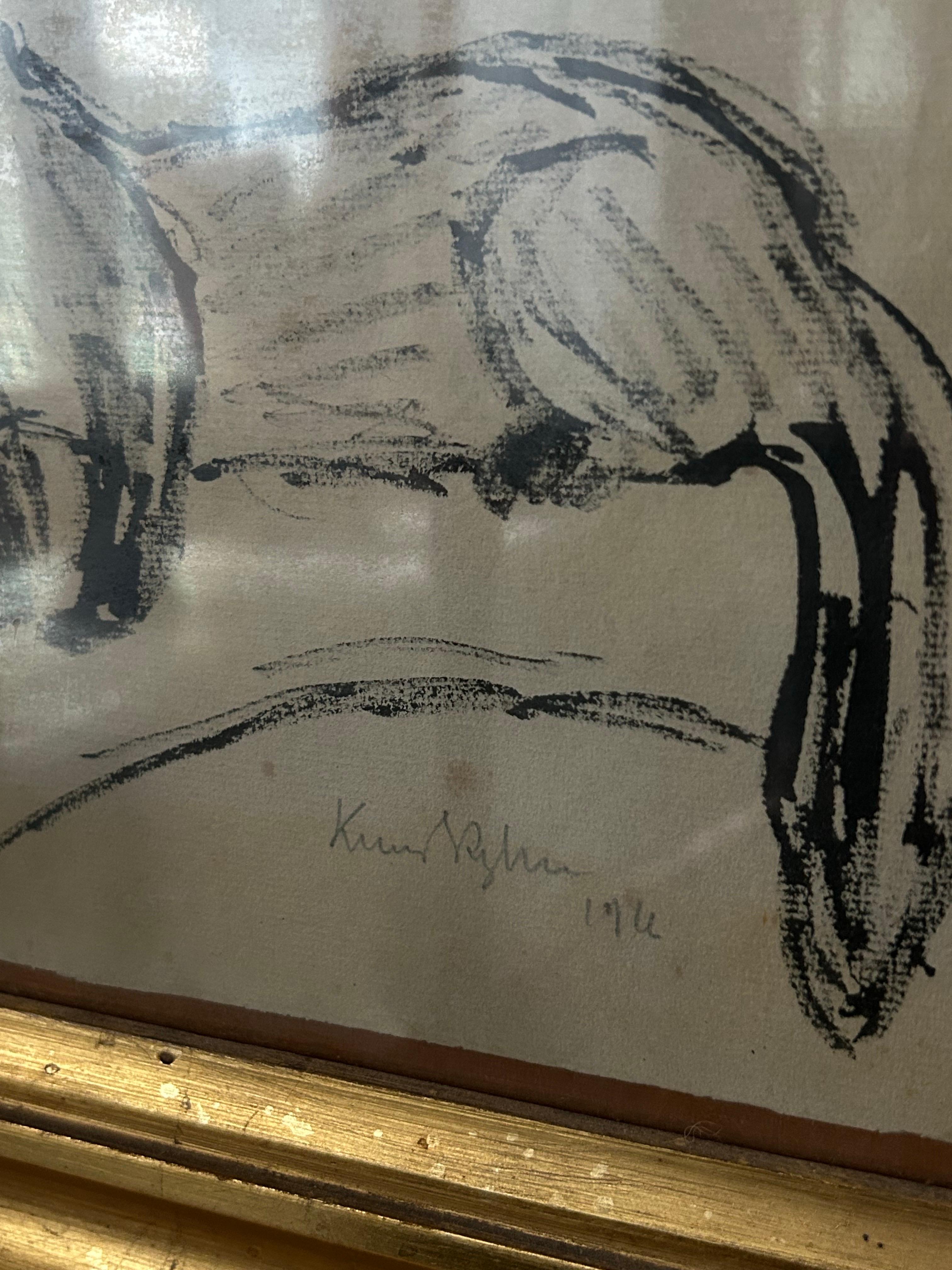 Knud Kyhn (1880-1969): Federzeichnung eines Marders, Dänemark, 1916 (Vergoldet) im Angebot