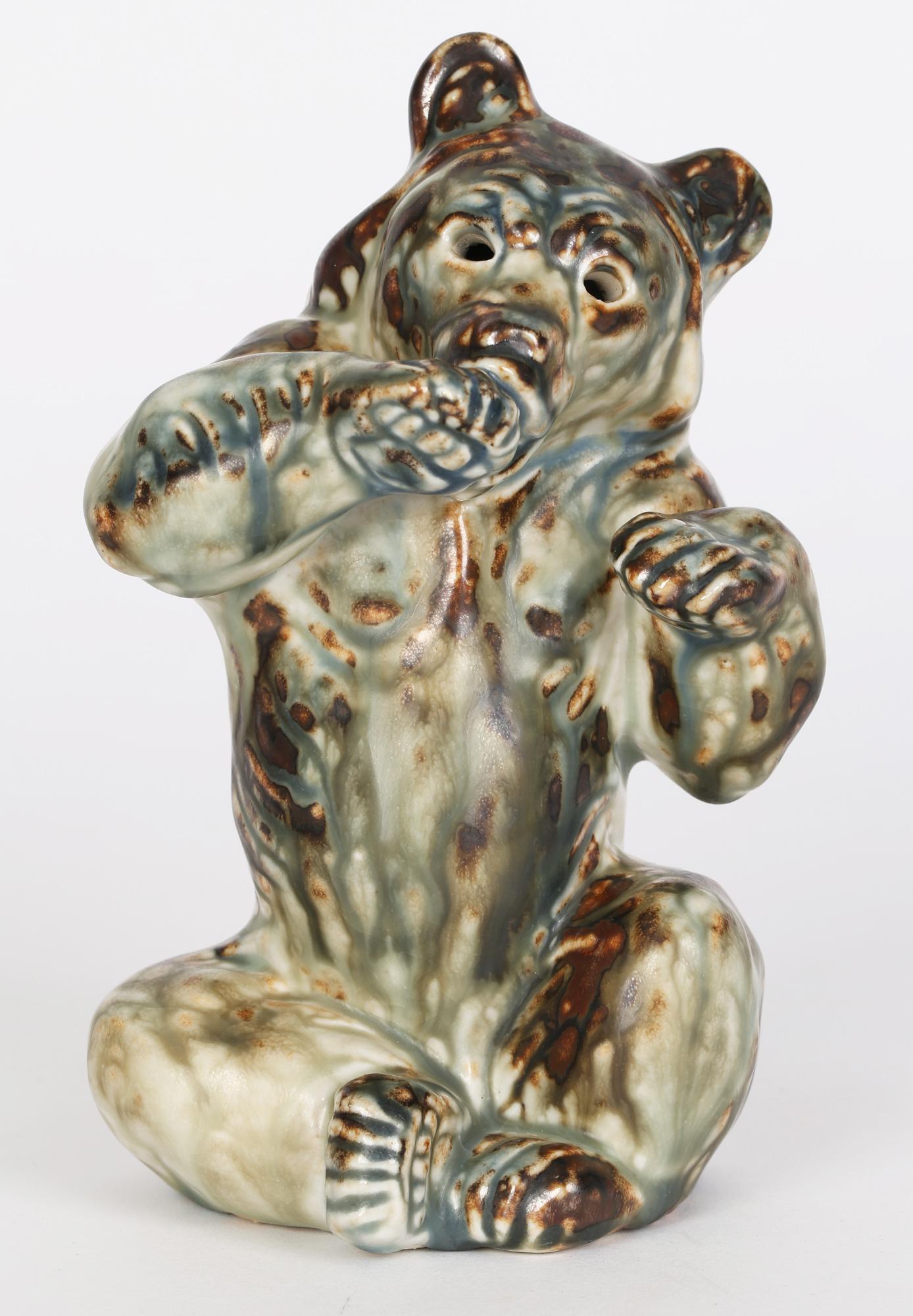 Glazed Knud Kyhn Danish Royal Copenhagen Porcelain Bear Sculptural Figure For Sale