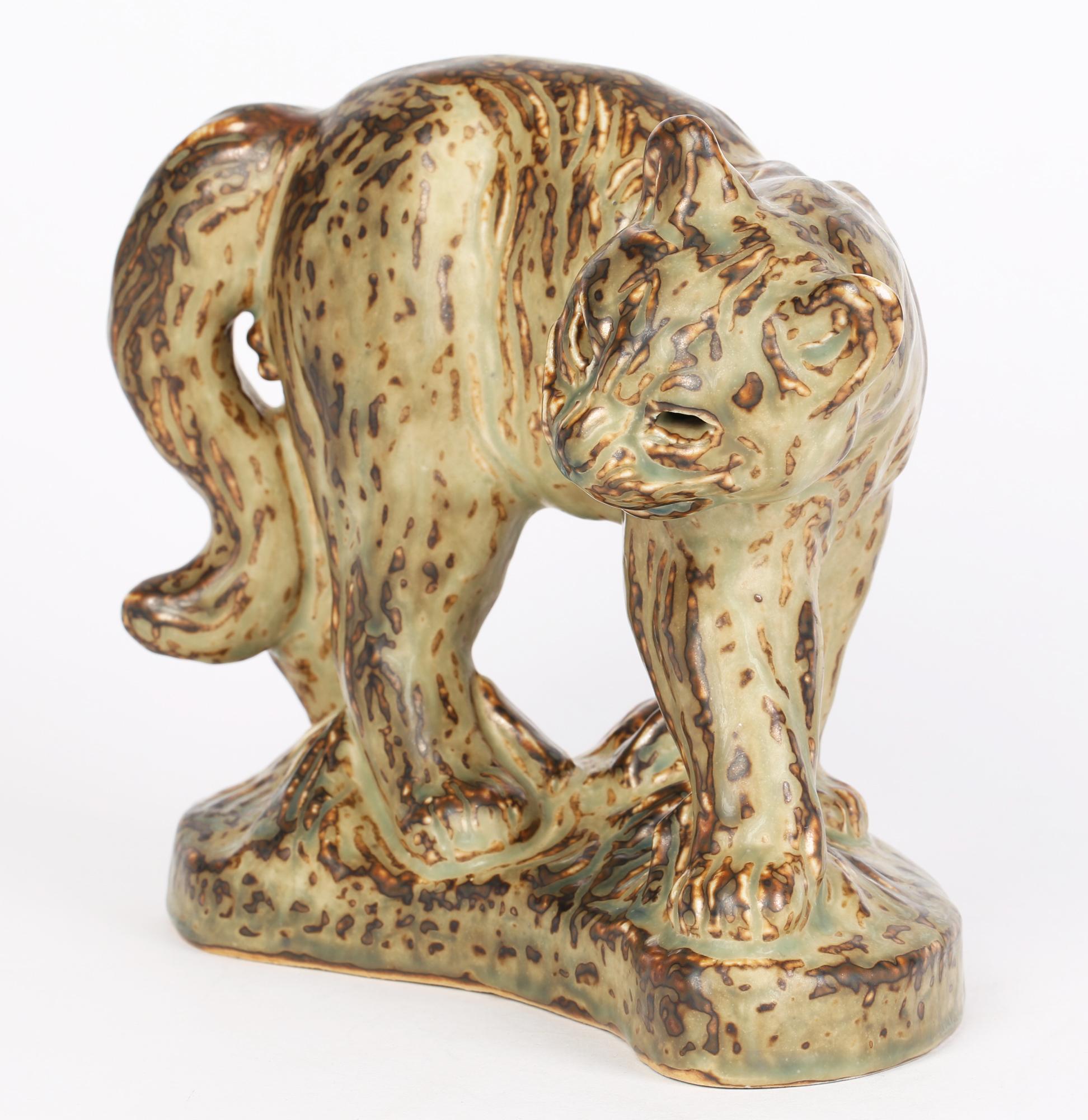 Knud Kyhn Danish Royal Copenhagen Porcelain Puma Sculptural Figure For Sale 11